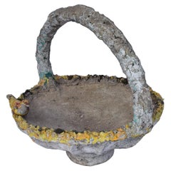 Concrete Garden Basket with Bird