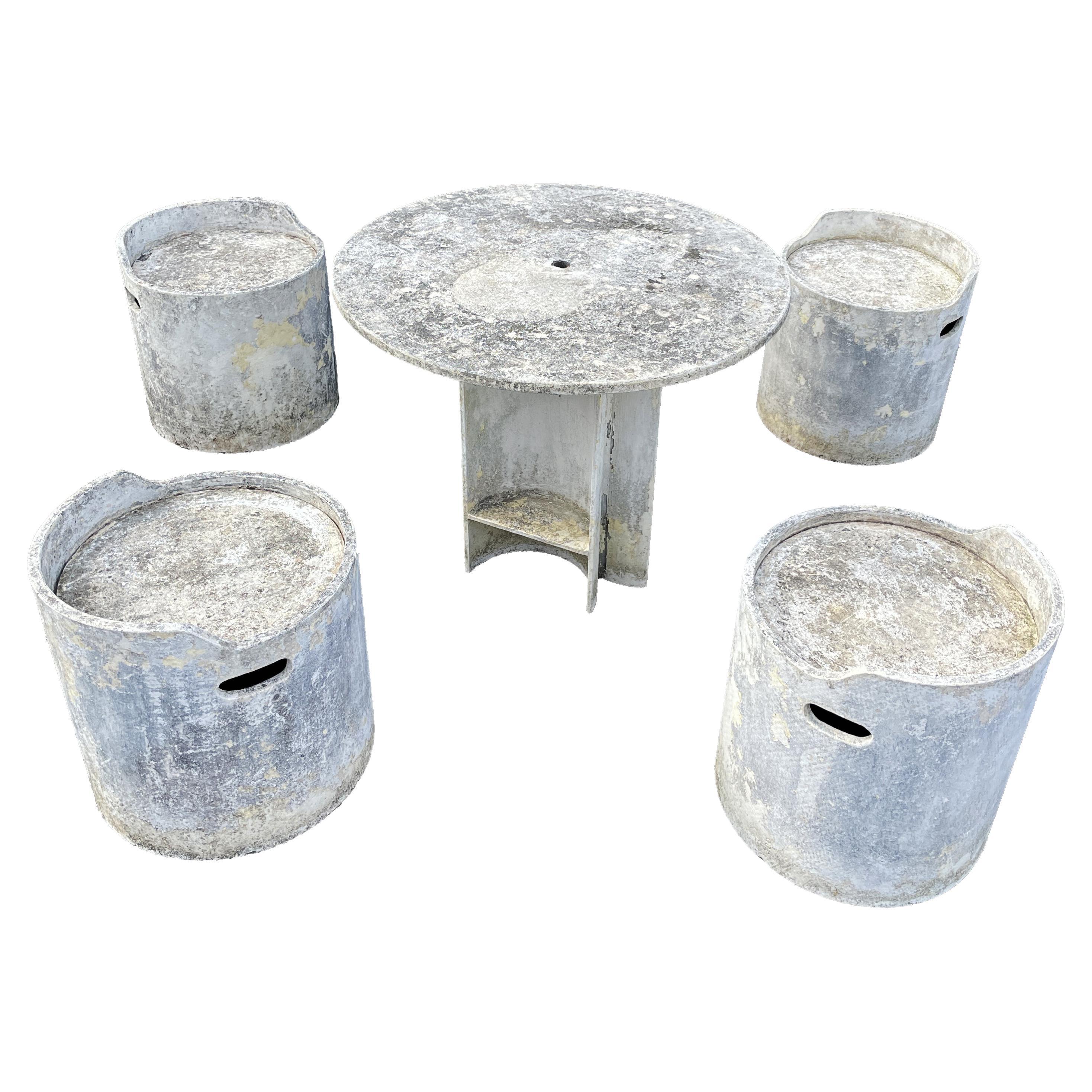 Concrete Garden Furniture Attributed to Willy Guhl For Sale