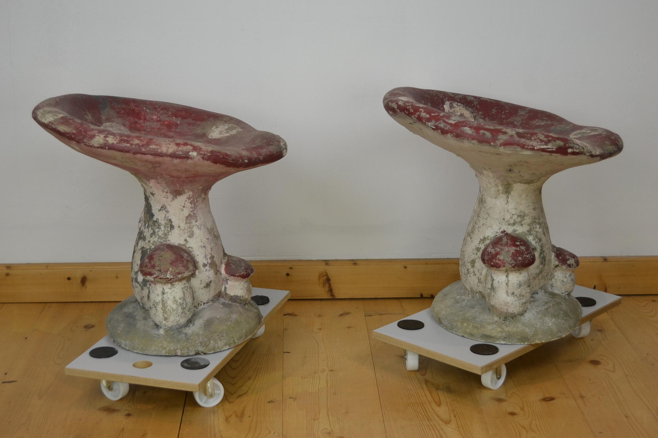 Concrete Garden Mushroom Seats or Garden Mushroom Stools, France 1