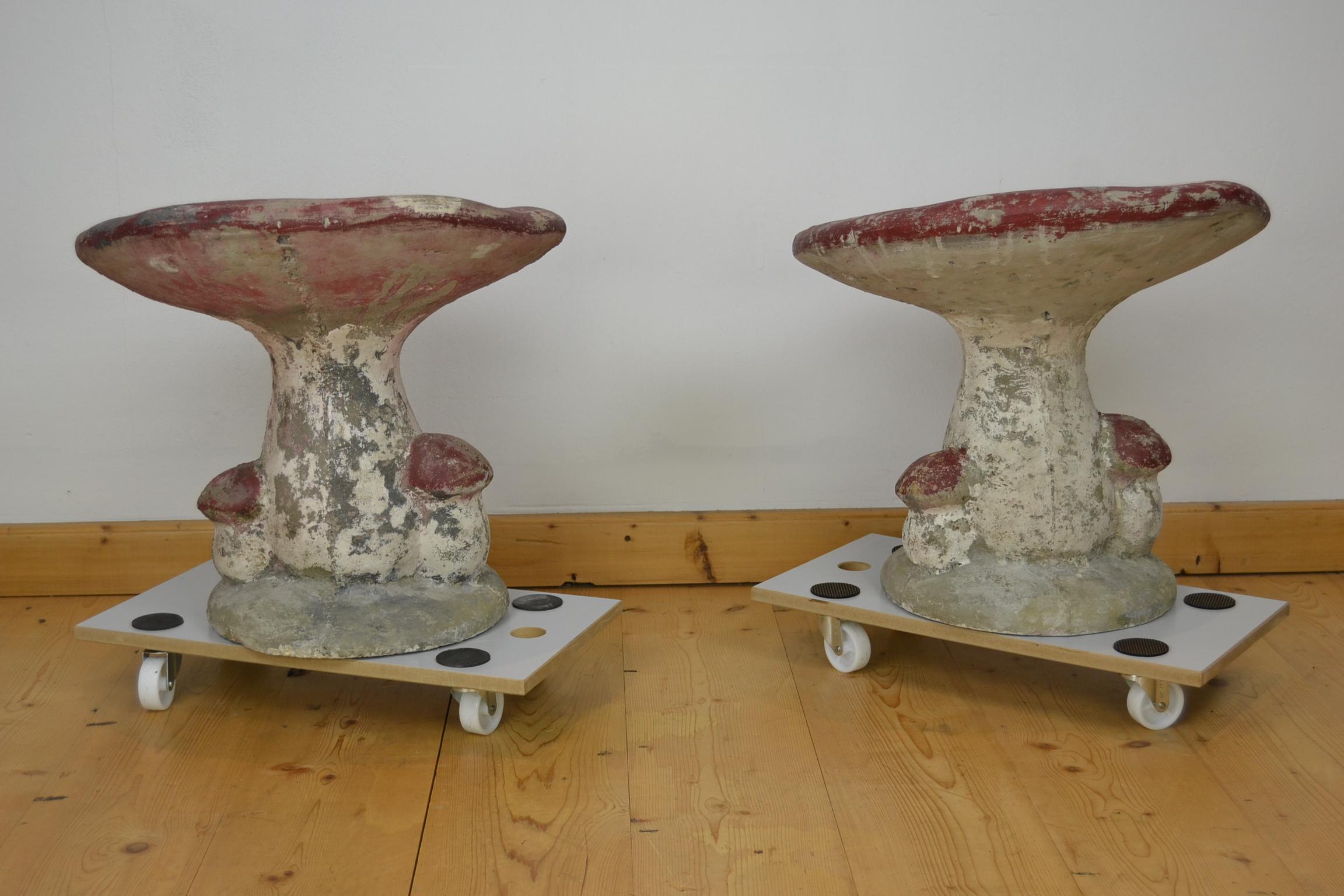 20th Century Concrete Garden Mushroom Seats or Garden Mushroom Stools, France