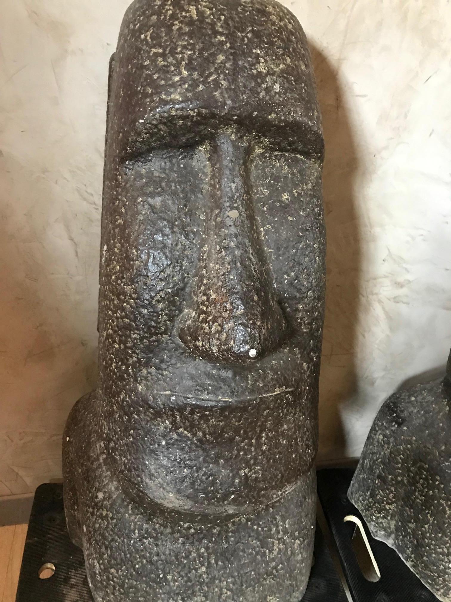 concrete easter island head