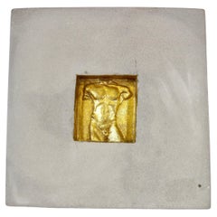 Concrete & Gold Gilt Relief Torso Tile, Hand Signed