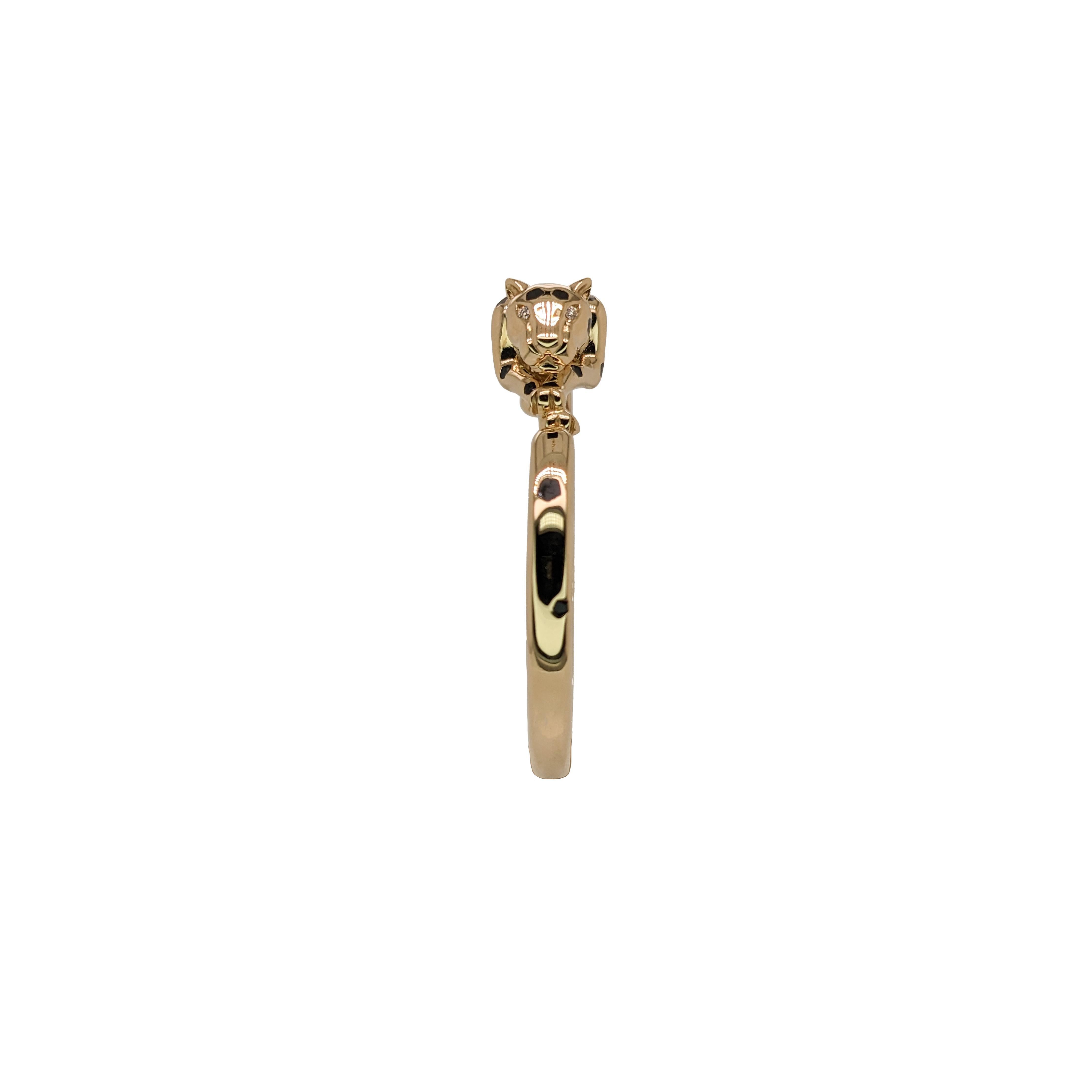 Concrete Jungle Chic - Fierce Leopard Bangle w Diamond Accents in 14K Solid Gold (Moderne) im Angebot