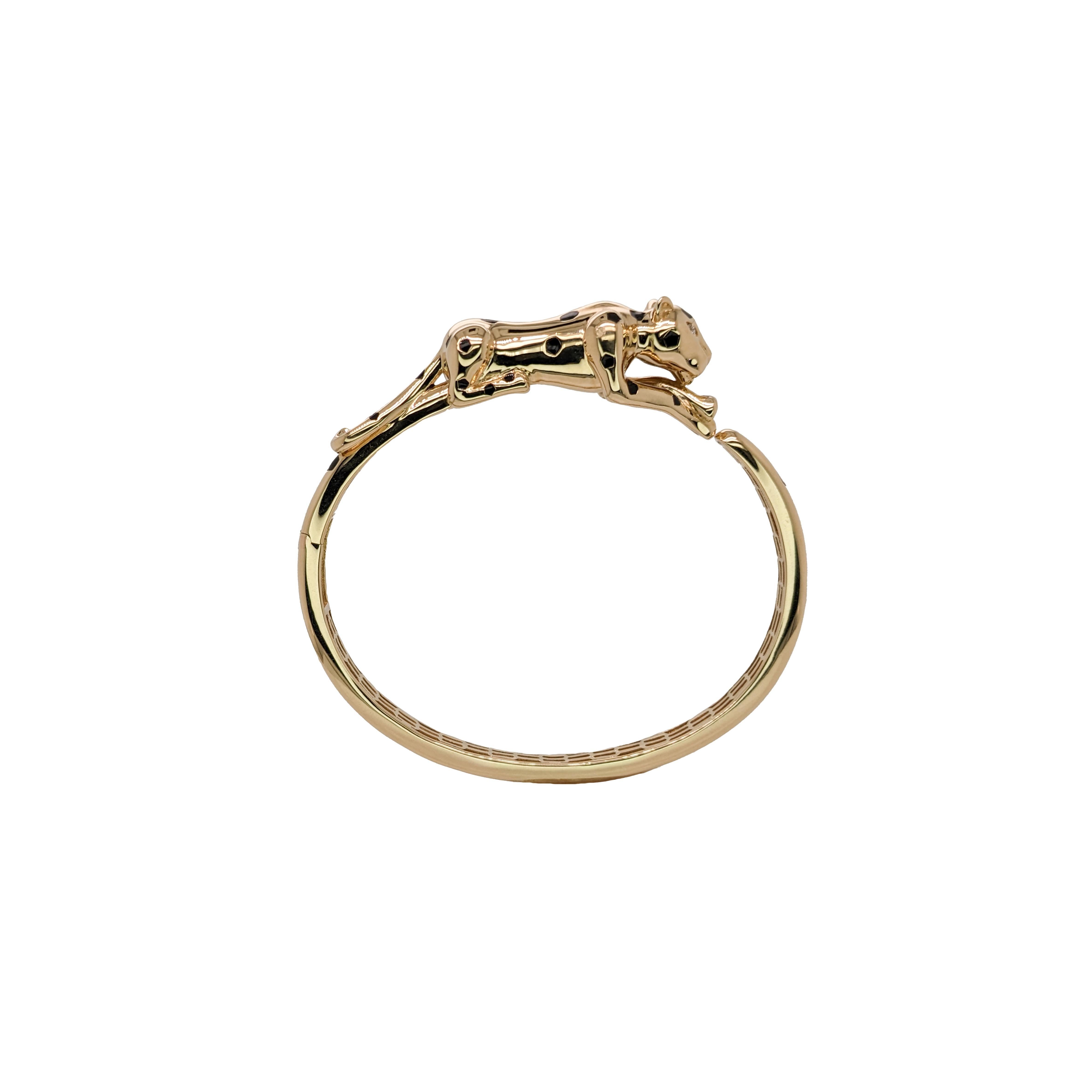 Concrete Jungle Chic - Fierce Leopard Bangle w Diamond Accents in 14K Solid Gold im Zustand „Neu“ im Angebot in Columbus, OH