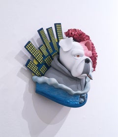 Frank Wall I by Concrete Jungle, 3-D printed pop art bull dog wall sculpture