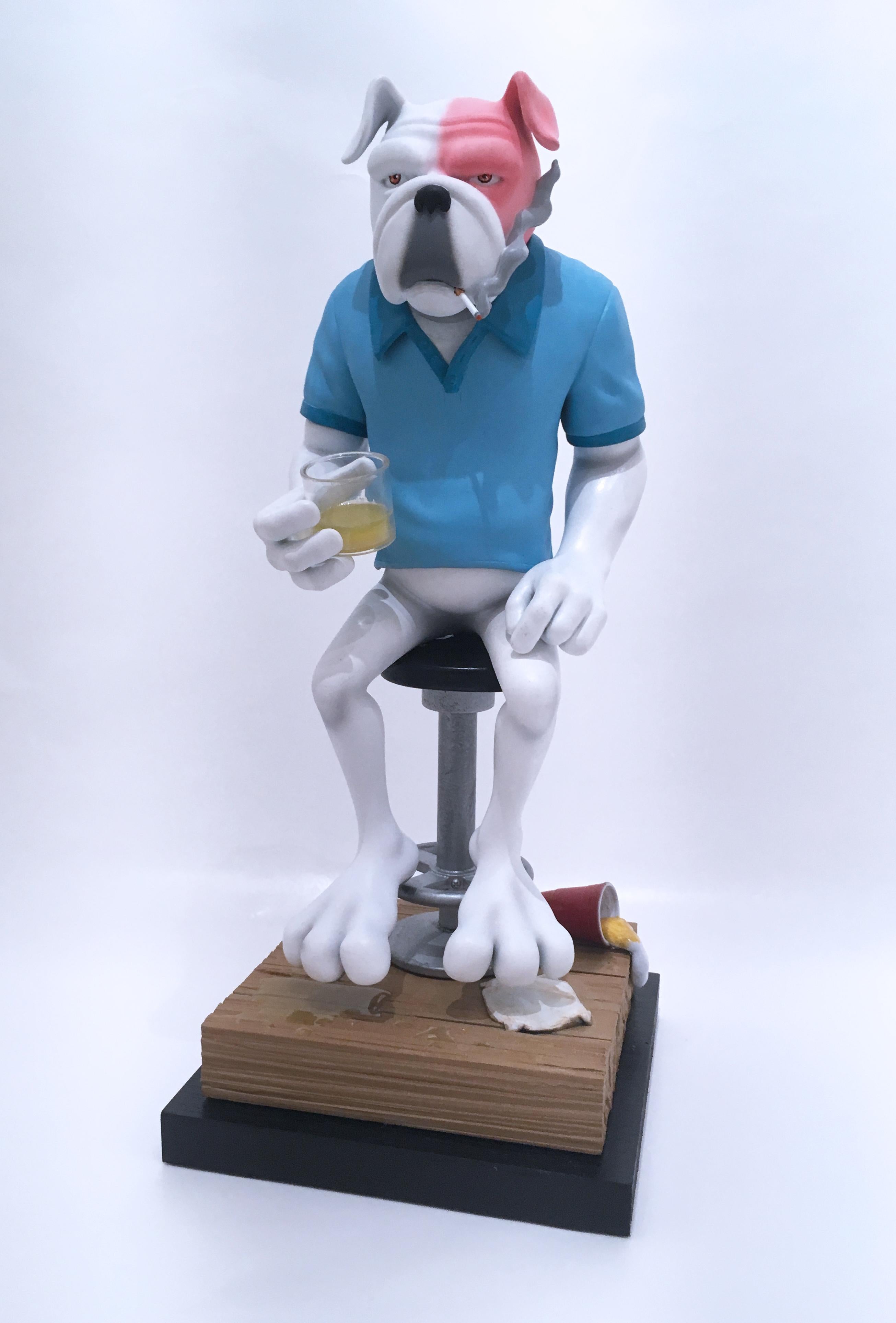Frank's Happy Hour I by Concrete Jungle, 3-D printed pop art bull dog sculpture 8