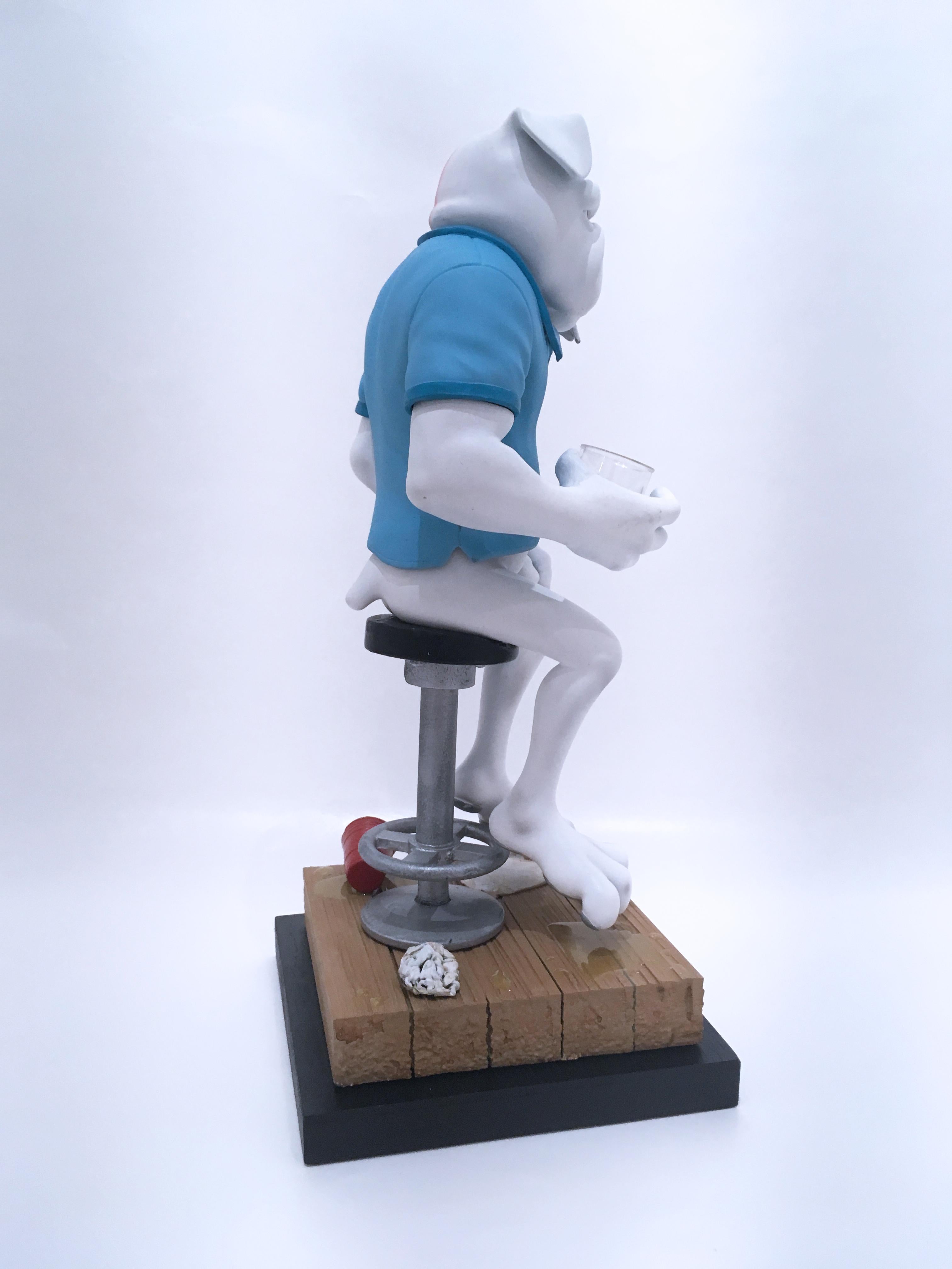 Frank's Happy Hour I by Concrete Jungle, 3-D printed pop art bull dog sculpture 2