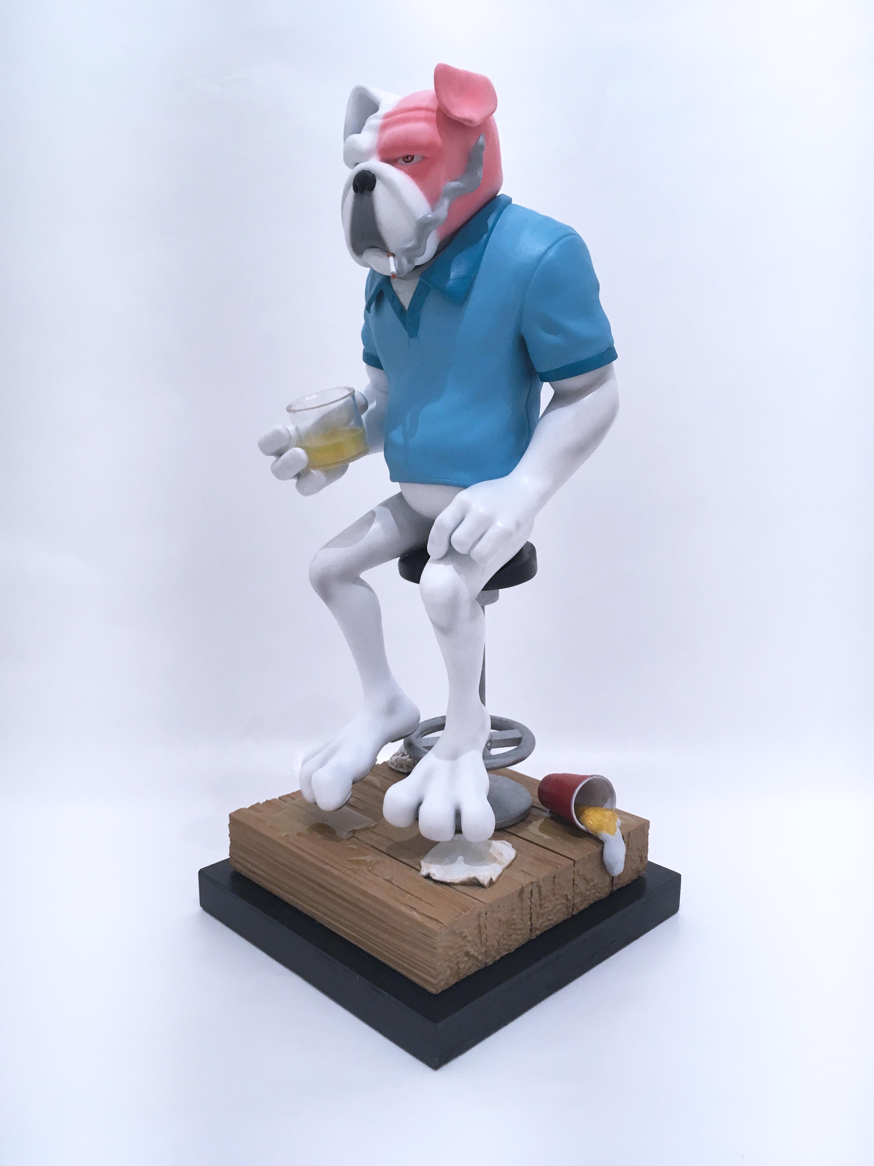 Frank's Happy Hour I by Concrete Jungle, 3-D printed pop art bull dog sculpture 7