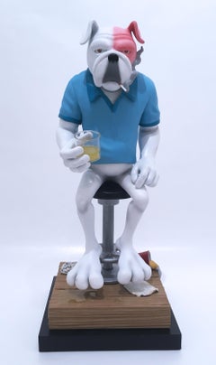 Frank's Happy Hour I by Concrete Jungle, 3-D printed pop art bull dog sculpture
