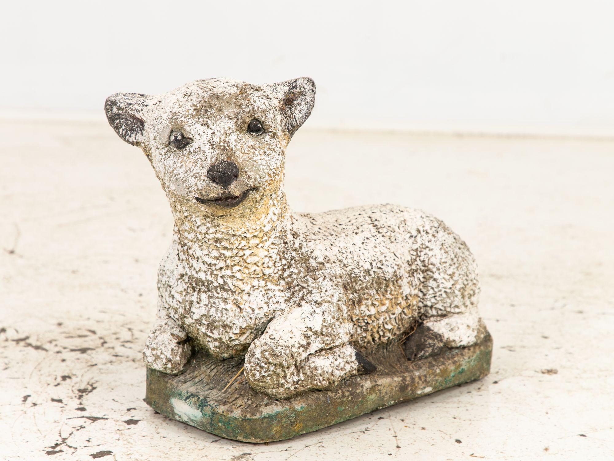 Concrete Lamb Garden Ornament, French Mid 20th Century In Good Condition For Sale In South Salem, NY