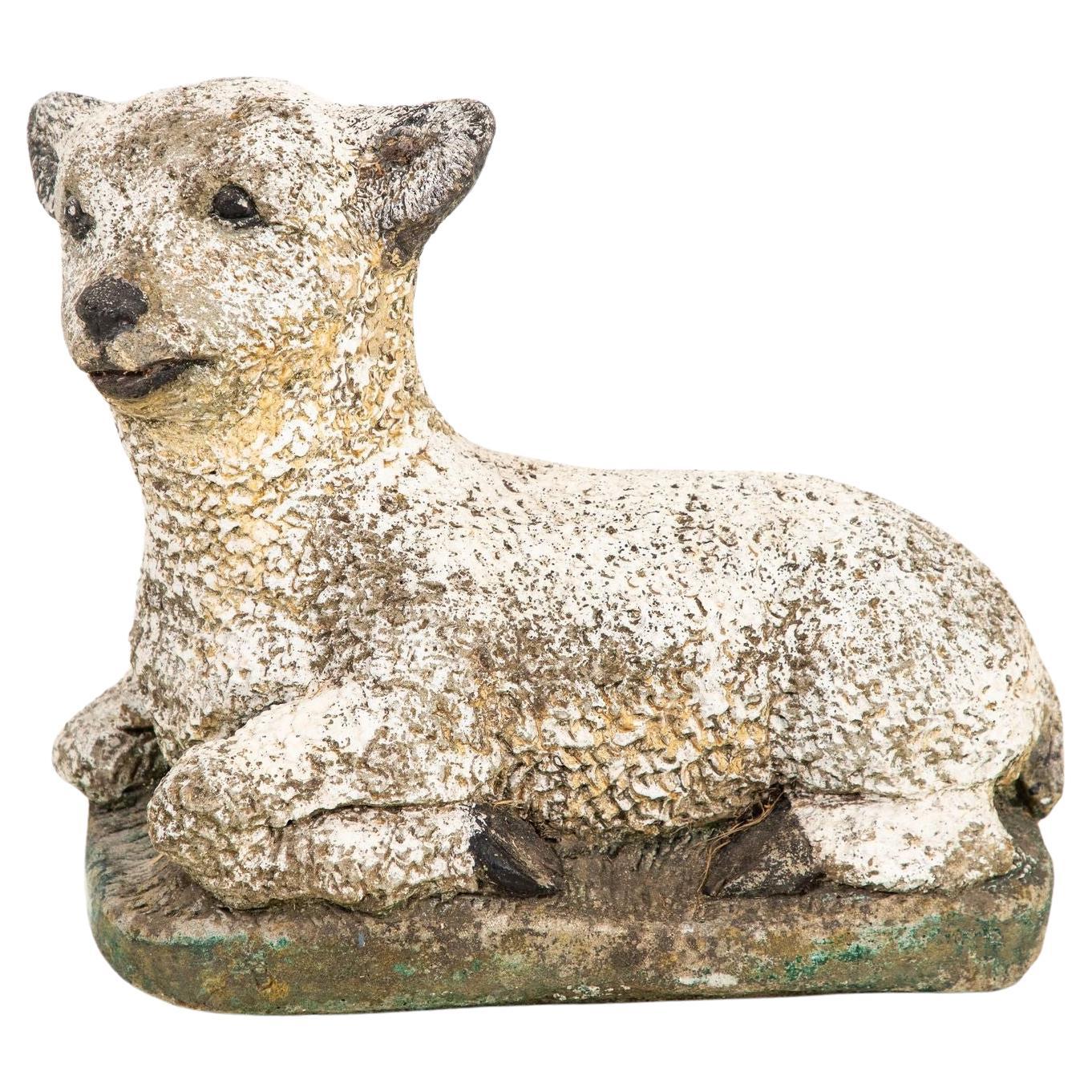 Concrete Lamb Garden Ornament, French Mid 20th Century For Sale