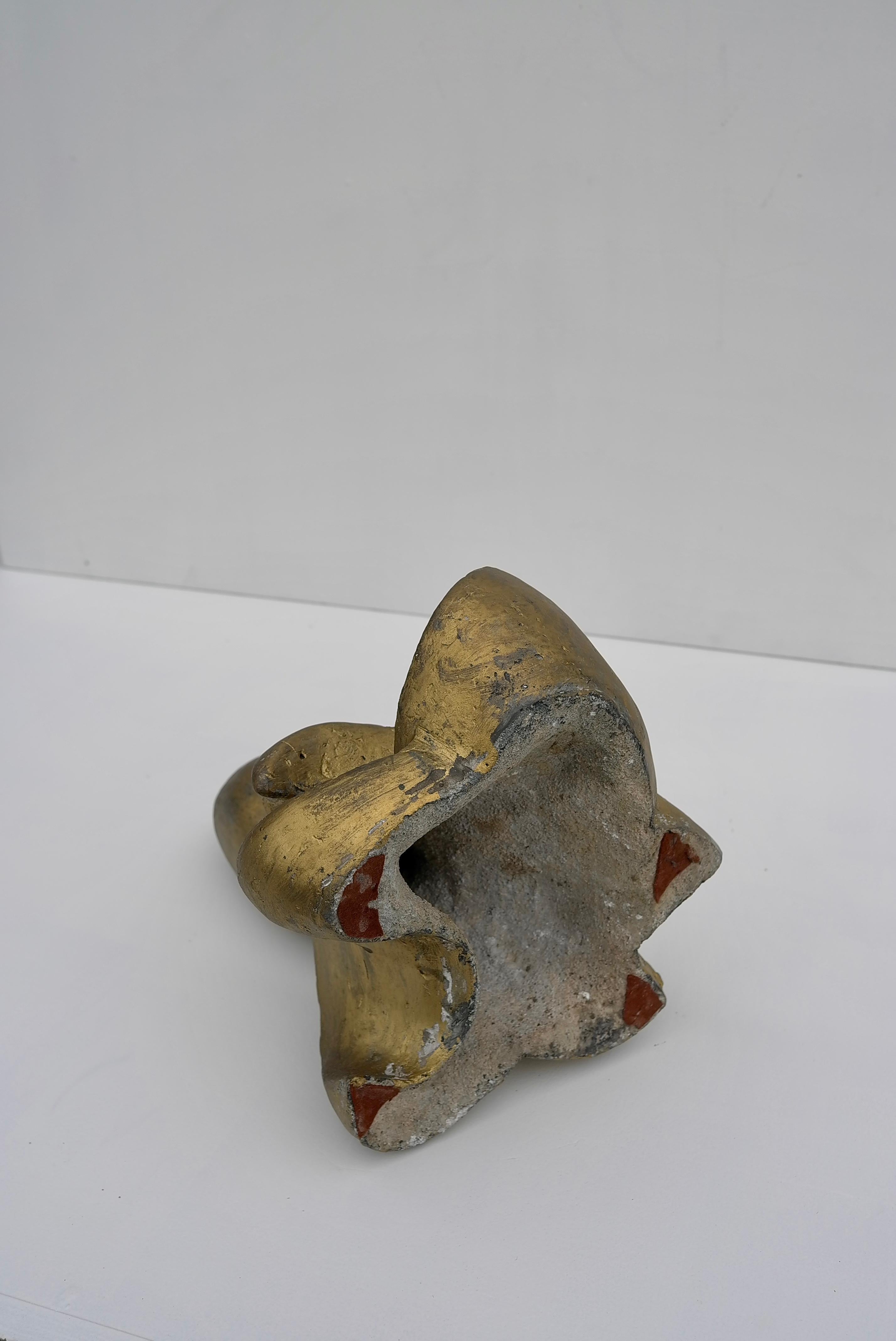20th Century Concrete Mid-Century Modern Abstract Sculpture in Gold Color, Netherlands 1960's For Sale