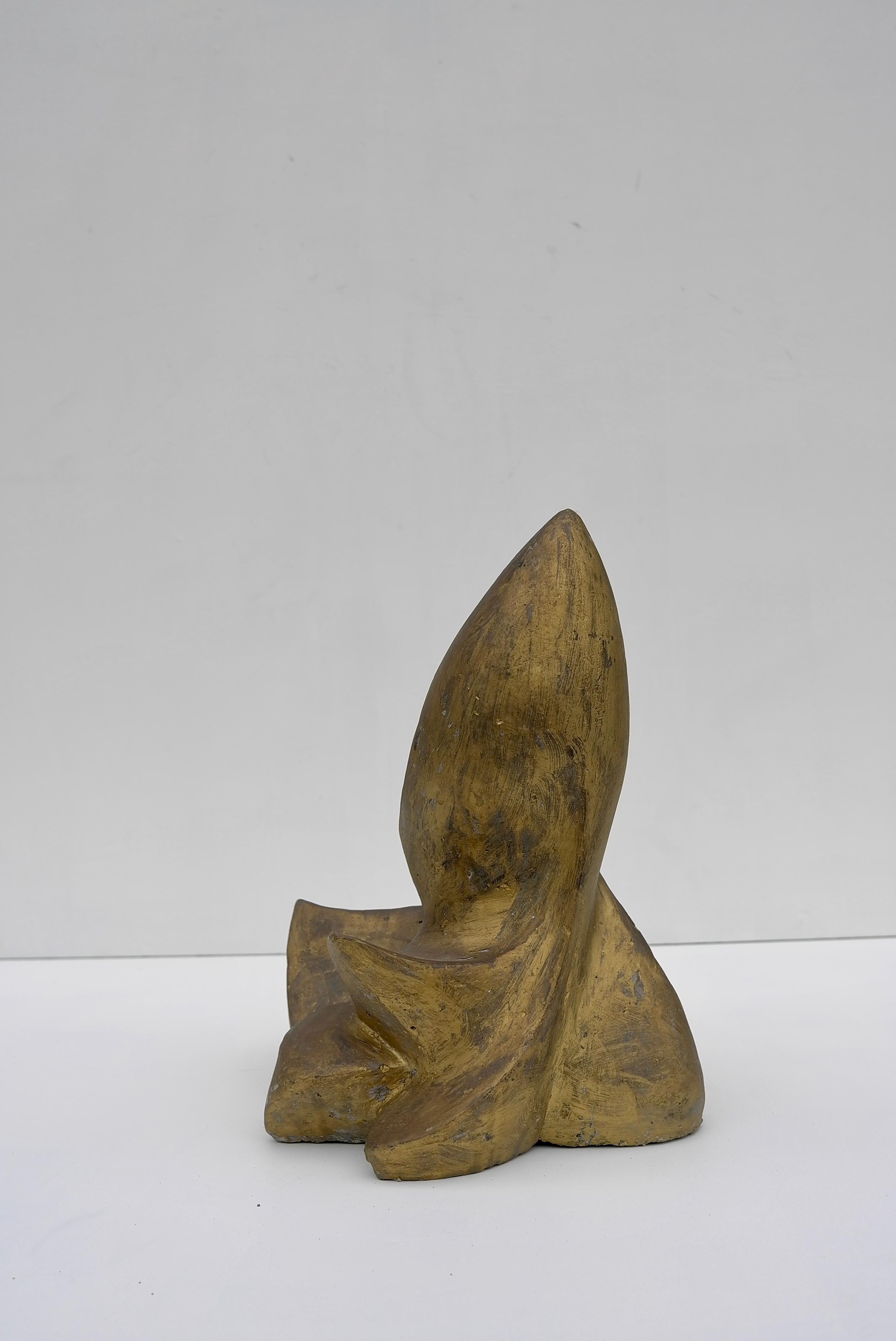Concrete Mid-Century Modern Abstract Sculpture in Gold Color, Netherlands 1960's For Sale 3