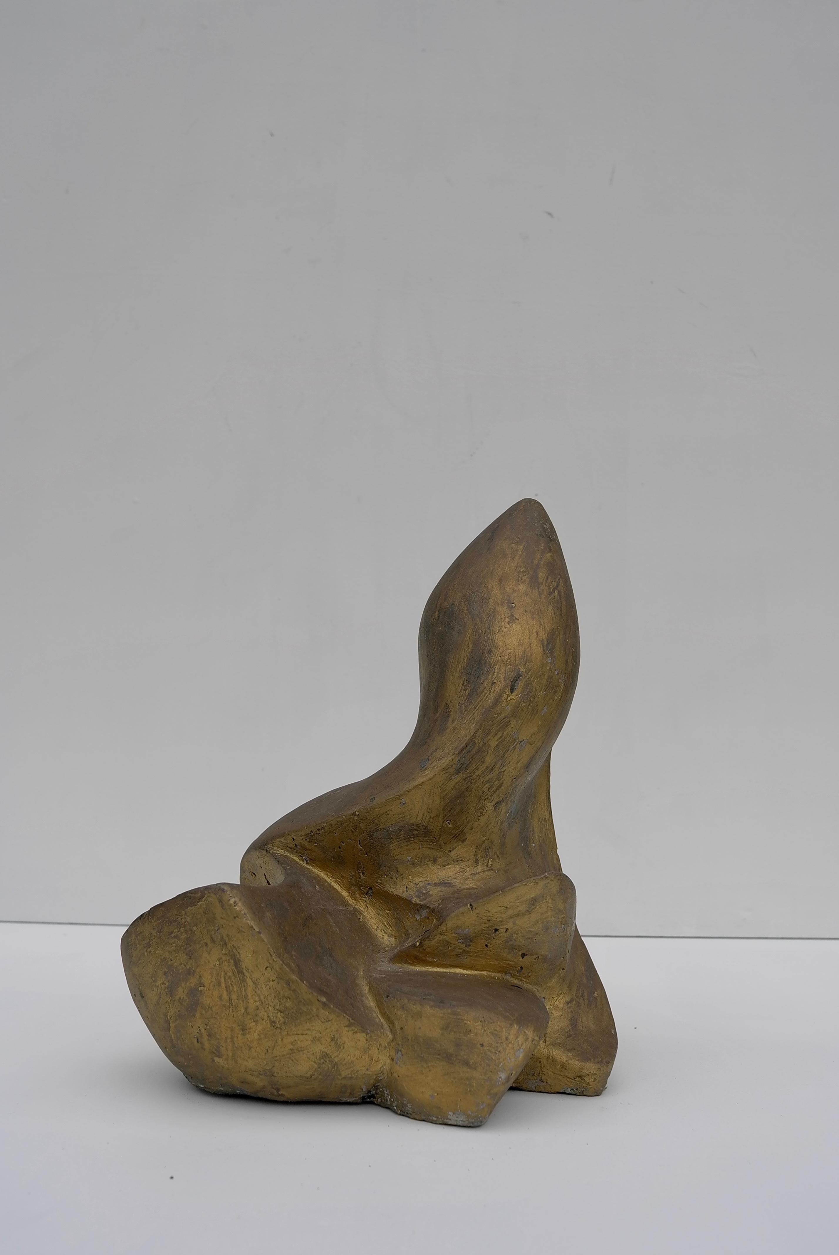 Concrete Mid-Century Modern Abstract Sculpture in Gold Color, Netherlands 1960's For Sale 4