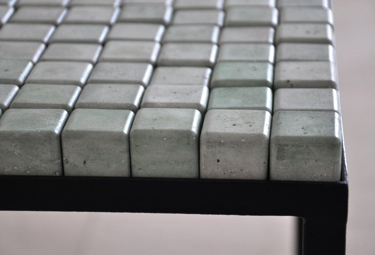 Brazilian Concrete Mint Cube Table by Miriam Loellmann For Sale