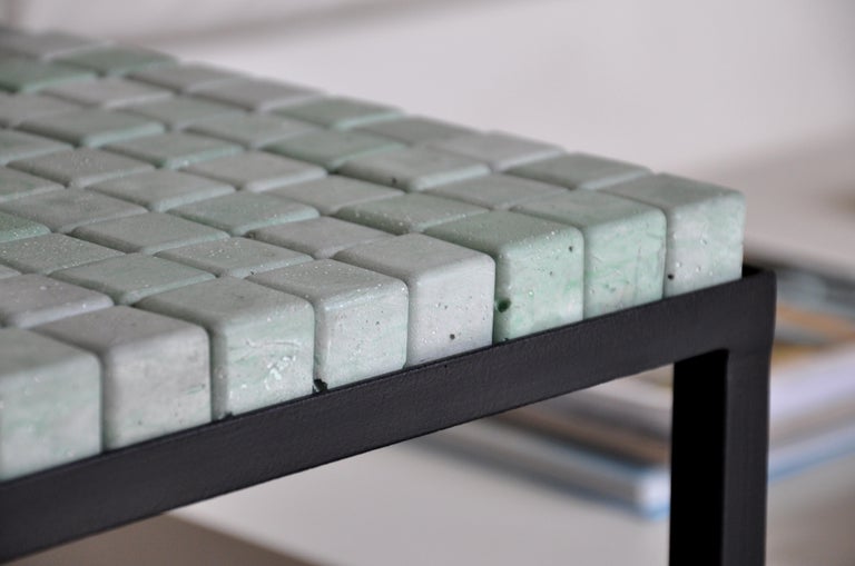 Steel Concrete Mint Cube Table by Miriam Loellmann For Sale