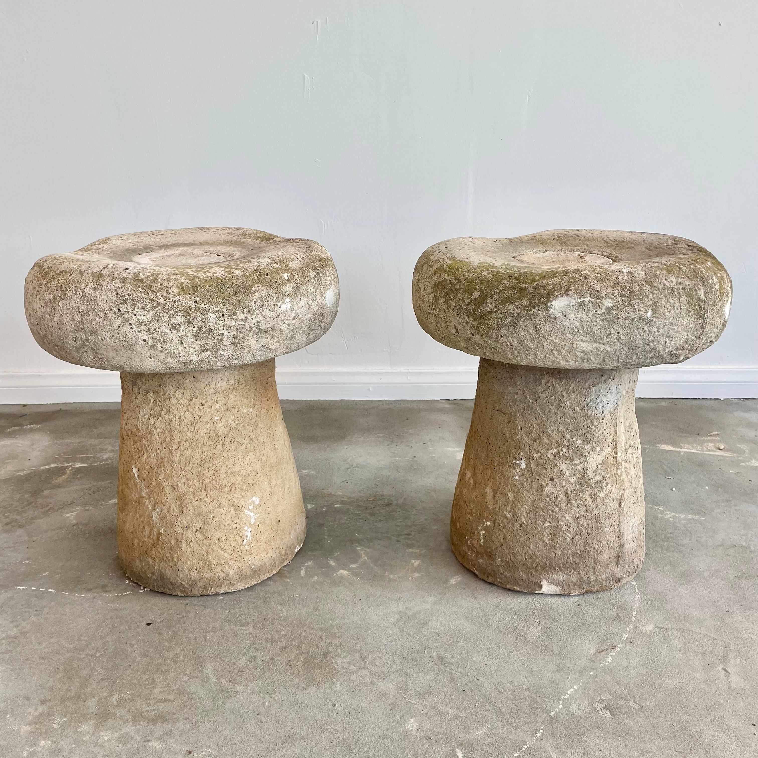 Modern Concrete Mushroom Stools, 1970s, France
