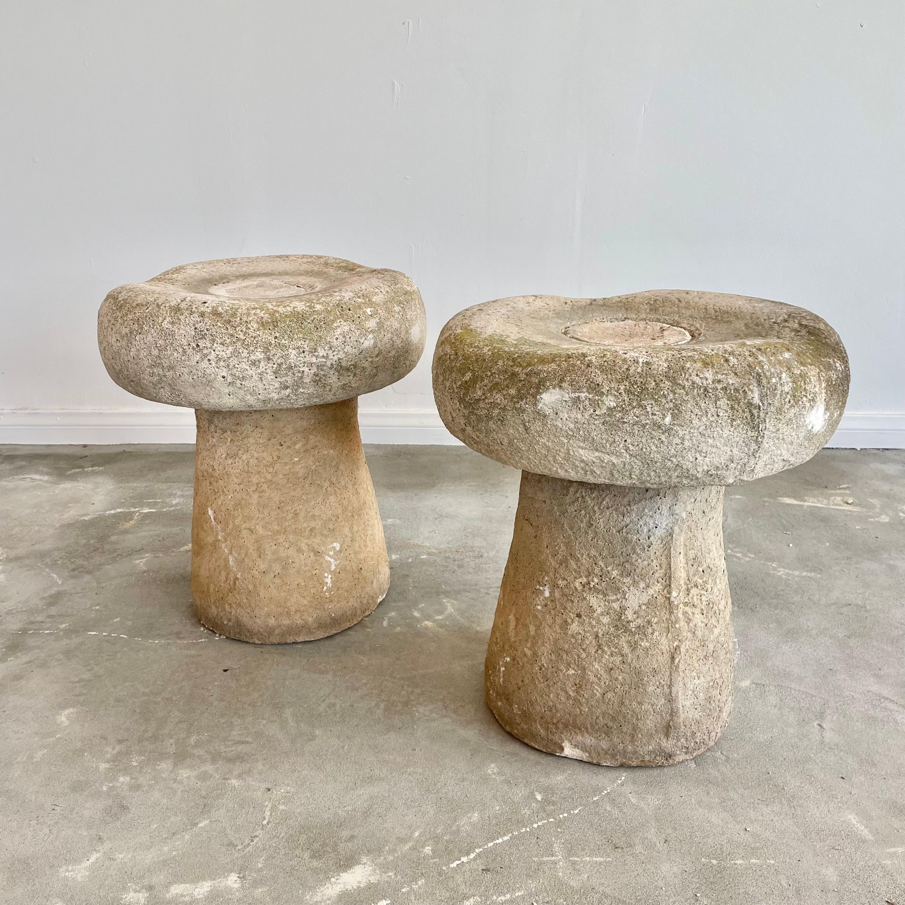 Modern Concrete Mushroom Stools, 1970s, France