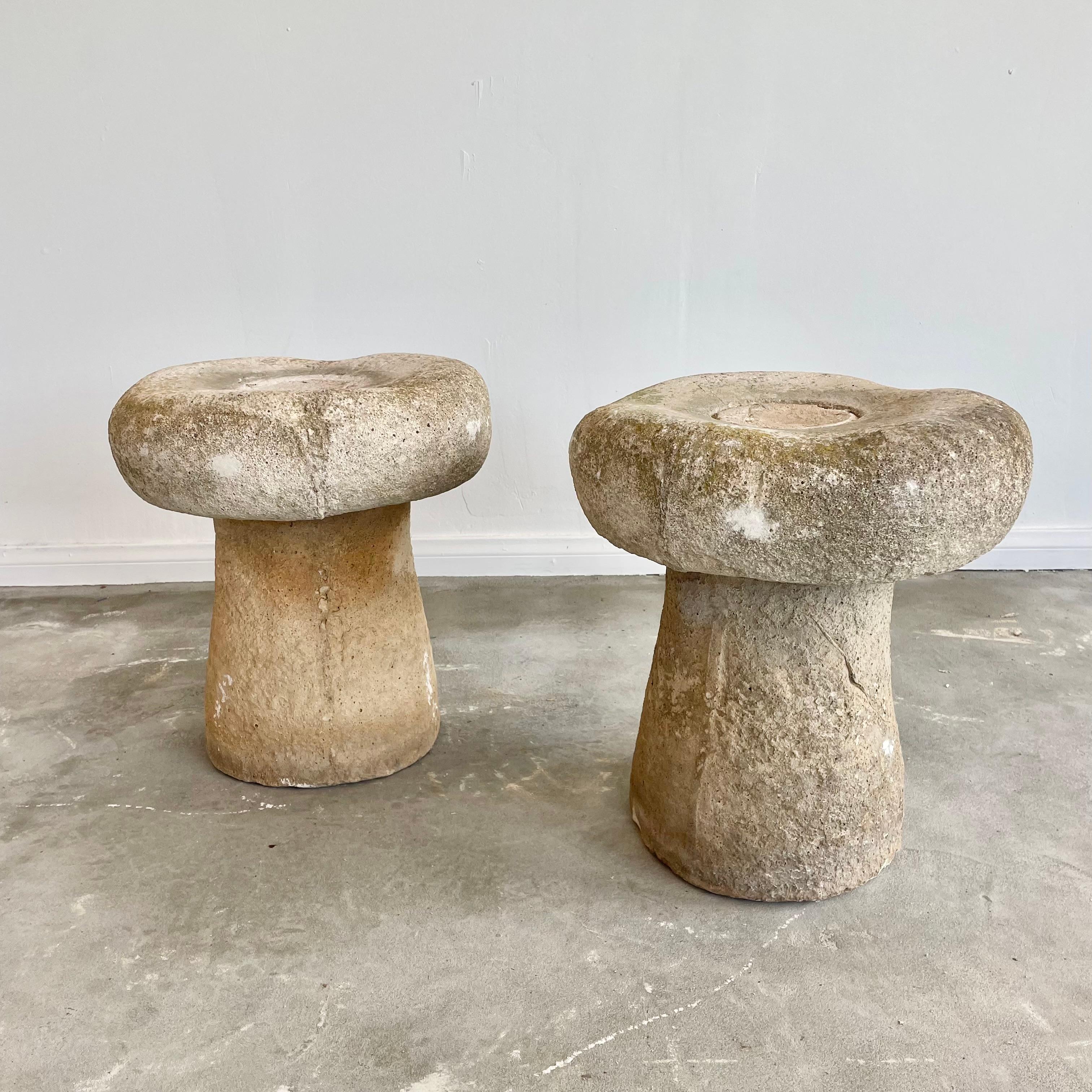 French Concrete Mushroom Stools, 1970s, France