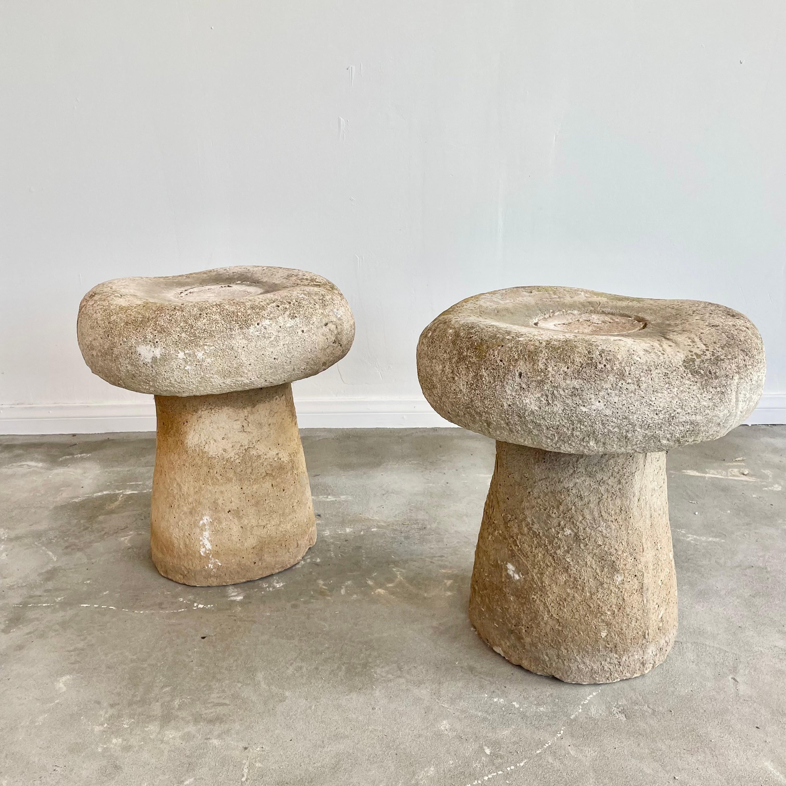 Concrete Mushroom Stools, 1970s, France In Good Condition In Los Angeles, CA