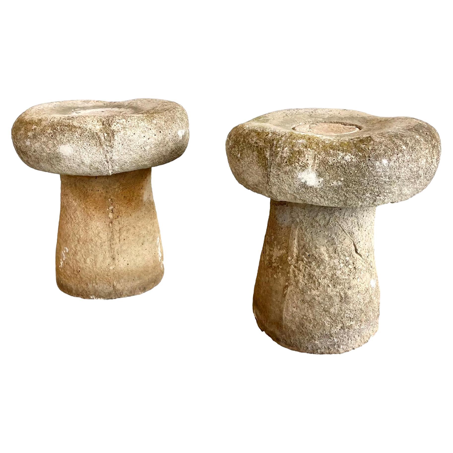 Concrete Mushroom Stools, 1970s, France