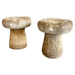 Vintage Concrete Mushroom Stools, 1970s, France