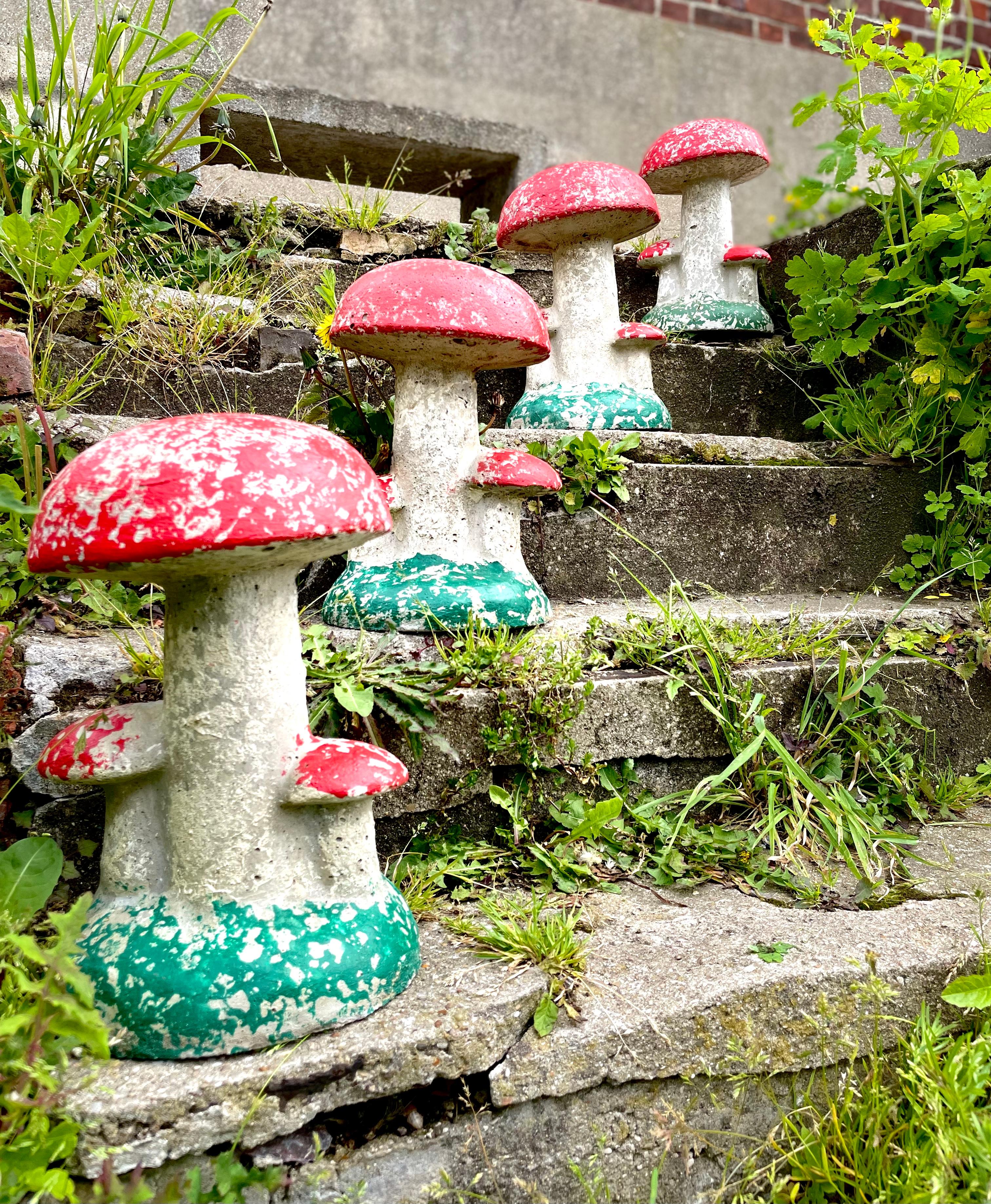 vintage concrete mushrooms
