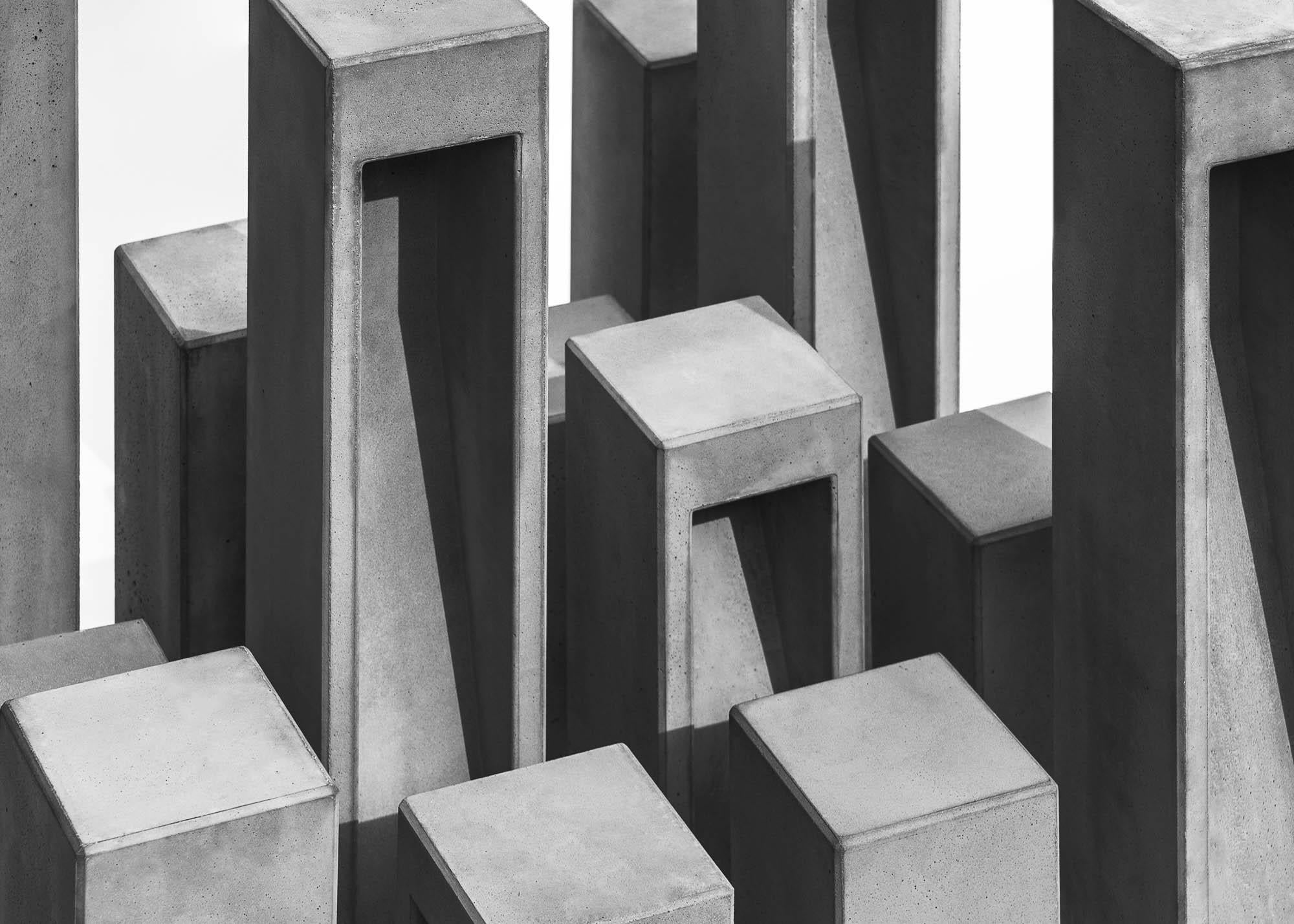 Industrial Concrete Outdoor Lighting 'Cube M' by Bentu Design For Sale