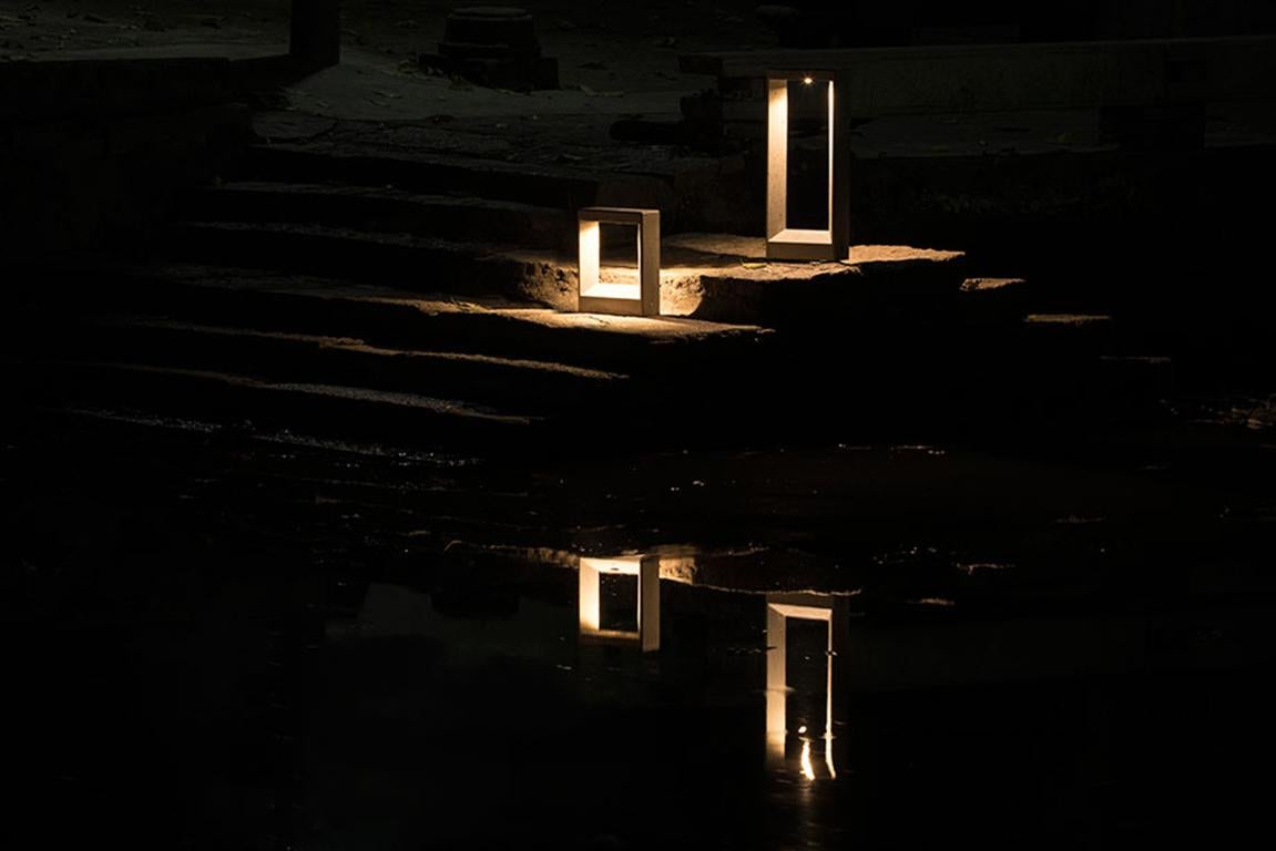 Industrial Concrete Outdoor Lighting 'Frame' by Bentu Design For Sale