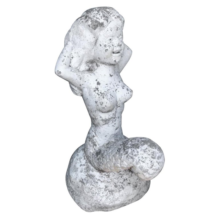 Concrete Painted Mermaid from Old Beach House For Sale