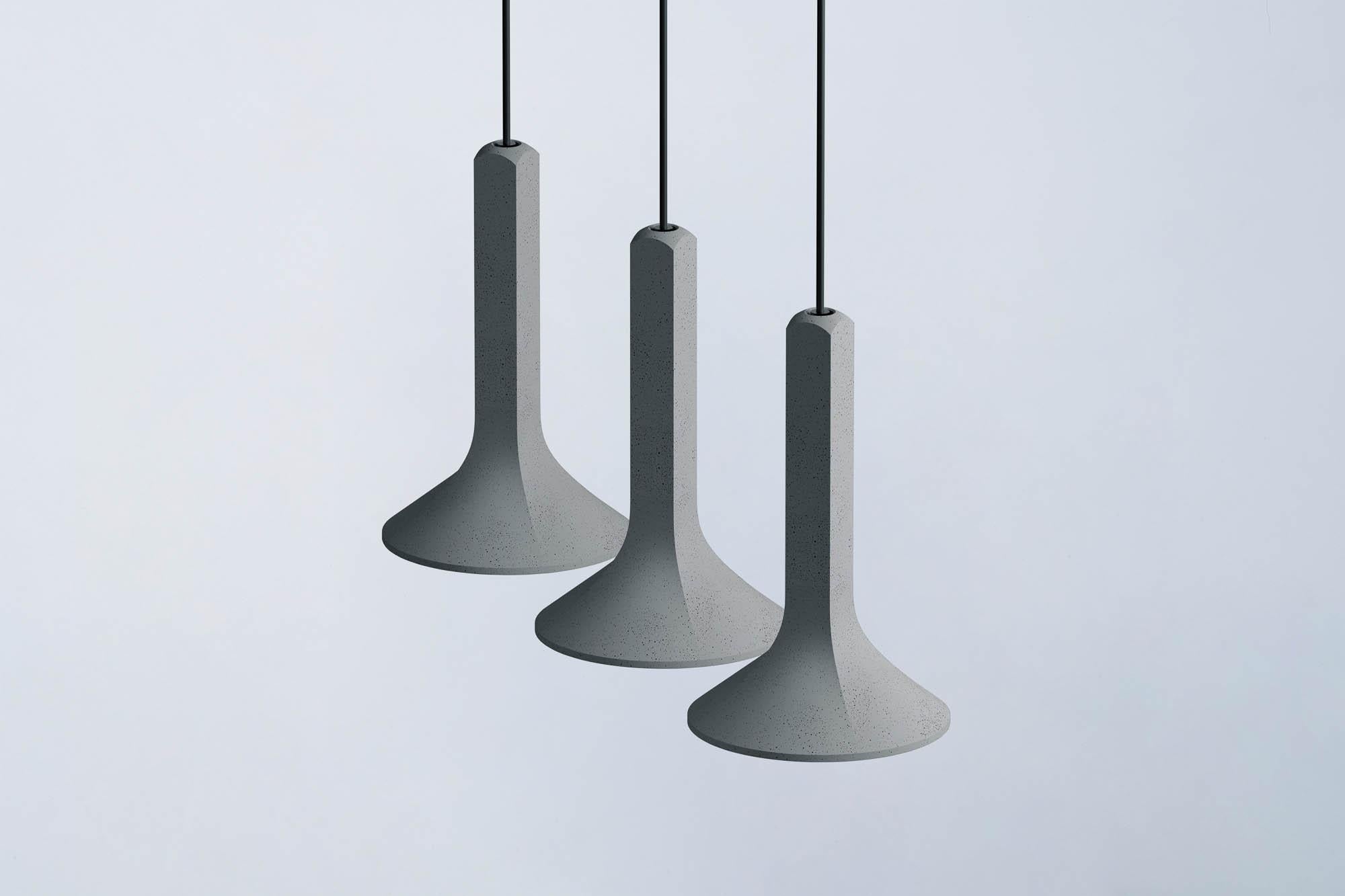 Contemporary Concrete Pendant Lamp 'Chuan' by Bentu Design For Sale