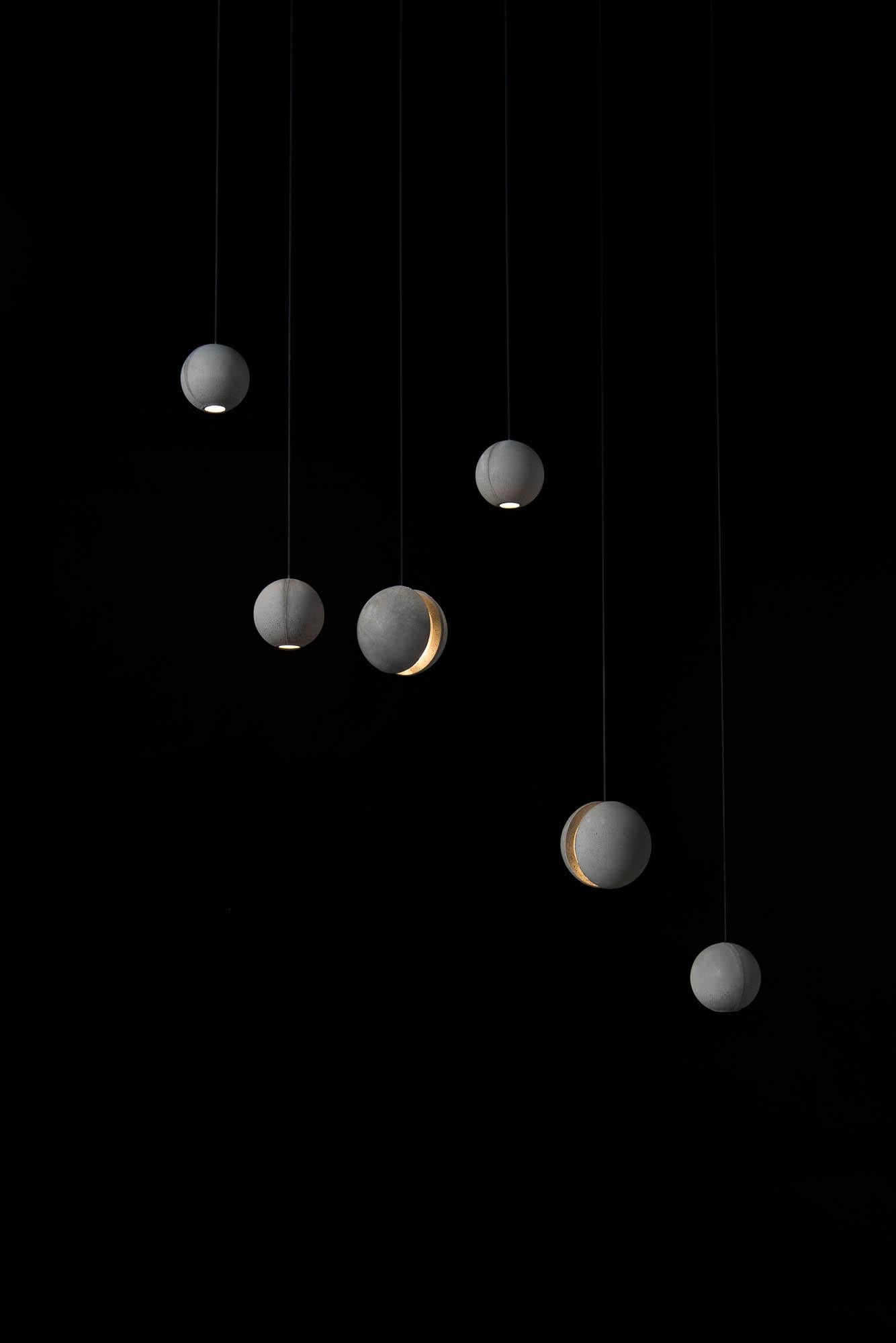 Chinese Concrete Pendant Lamp 'Moon M' by Bentu Design For Sale