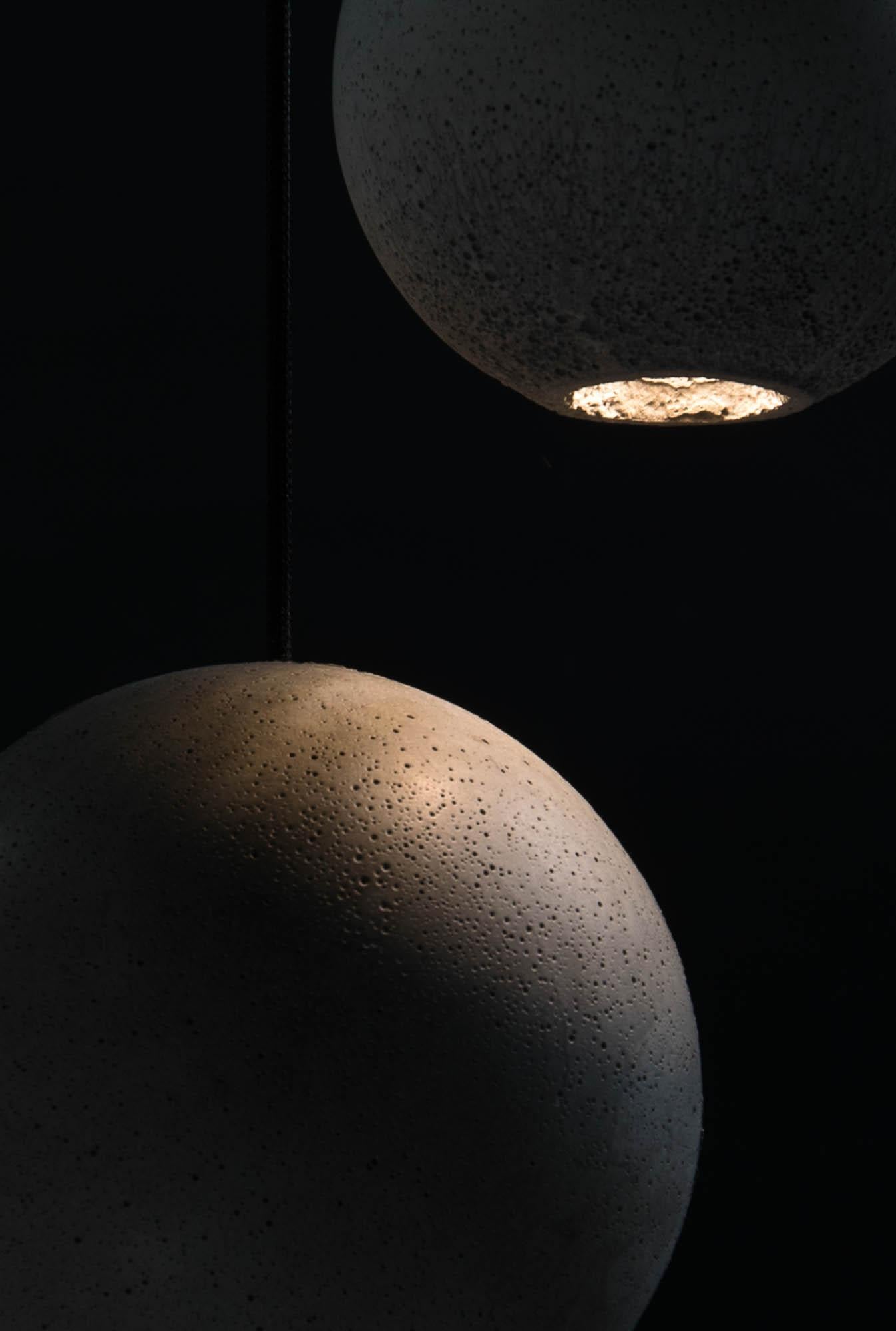 Industrial Concrete Pendant Lamp 'Moon S' by Bentu Design For Sale