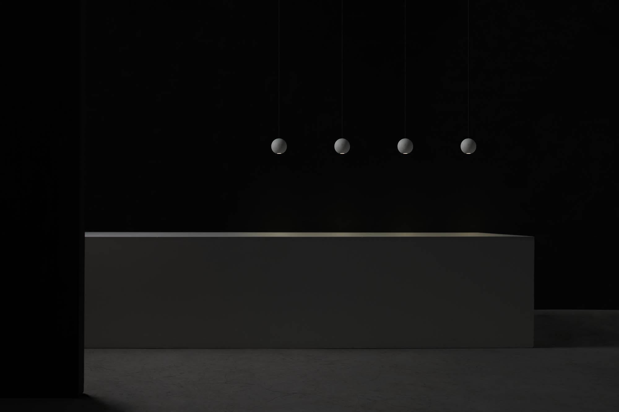 Contemporary Concrete Pendant Lamp 'Moon S' by Bentu Design For Sale