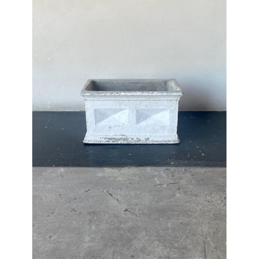 Concrete planter with deco sides
Dimensions: approx - 12”W x 7.5”D x 6.5”H

Additional Info: price per piece.