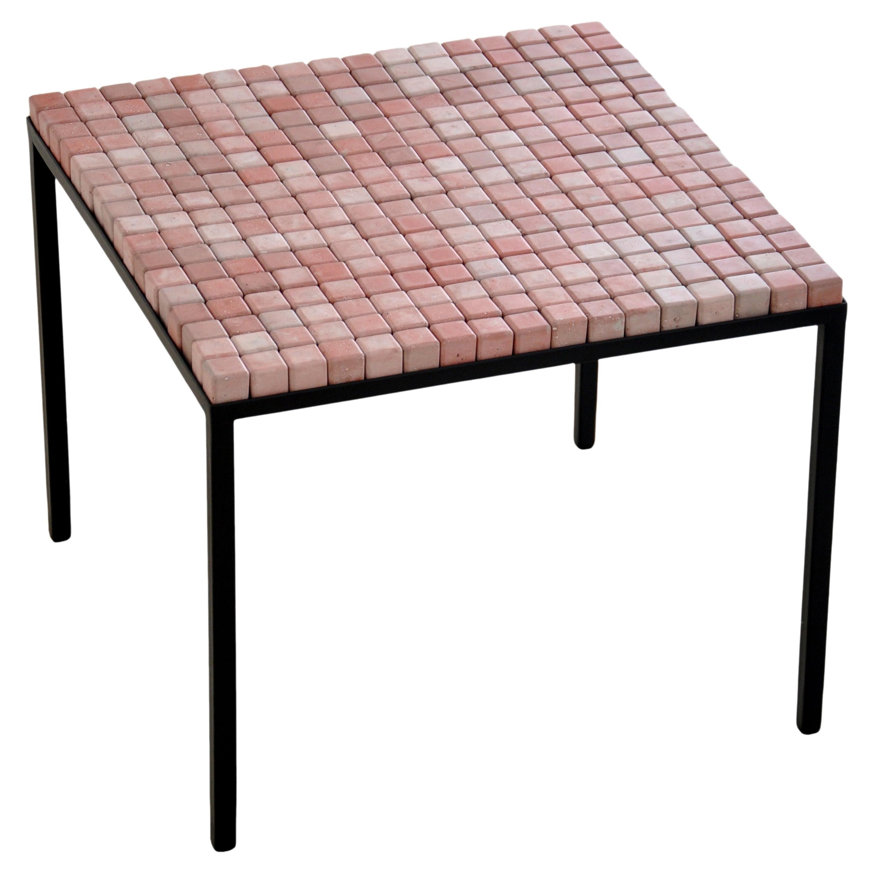 Concrete Red Cube Table by Miriam Loellmann