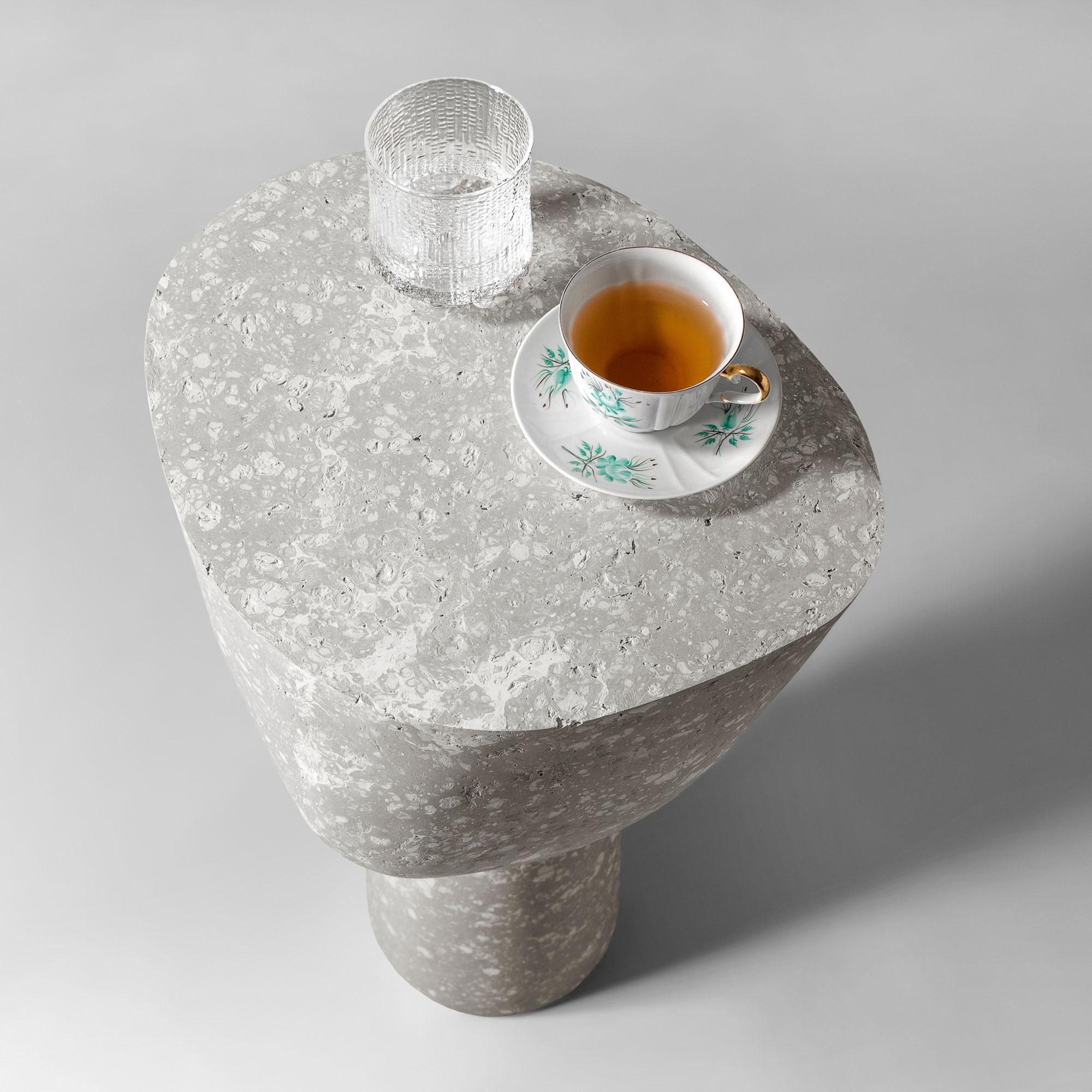 Modern Concrete Side Table, Light Gray Cement by Donatas Žukauskas In Stock For Sale 1