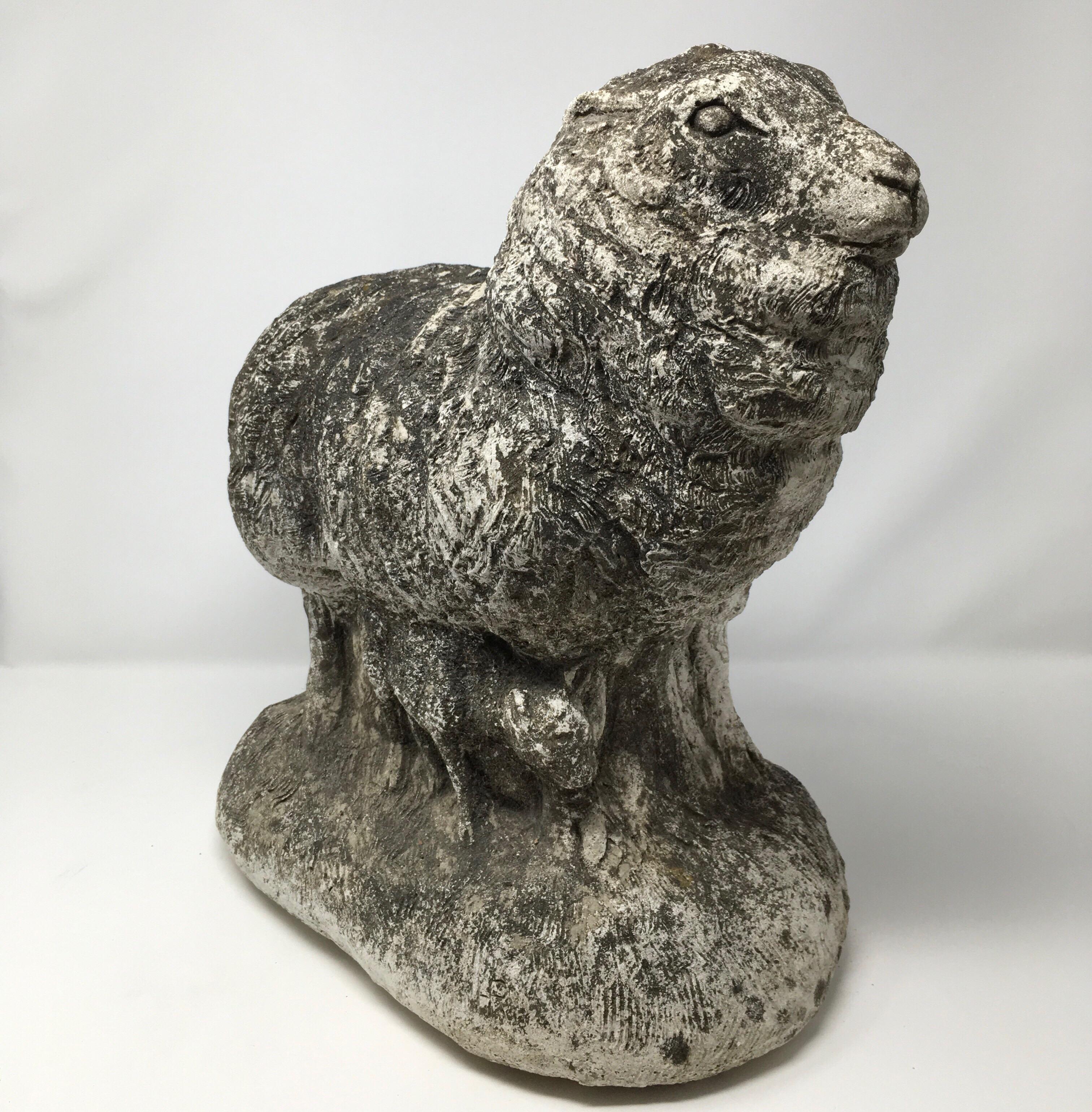 An adorable concrete sheep found in France. With an aged patina this sheep statue will be a great addition to your home or garden.