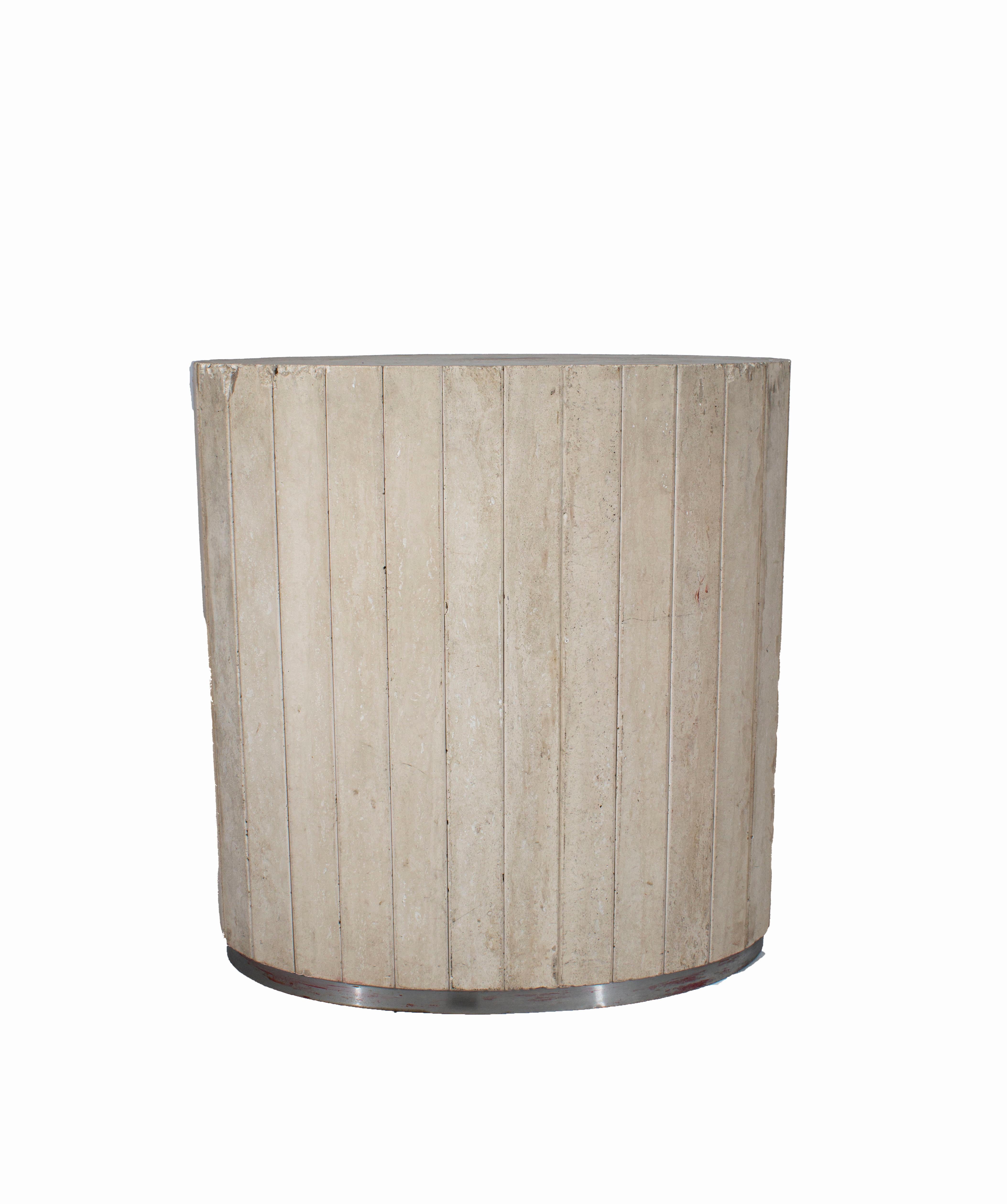 Concrete side table.

One of a kind item sourced by Brendan Bass for the Le Monde Collection.

Modernist style end table or side table.
