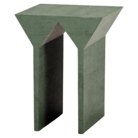 Concrete Side Table "G" Abecedario Collection Green Color by Forma&Cemento