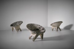 Concrete ‘Sphere’ chairs with natural moss patina, Italy, 1960s