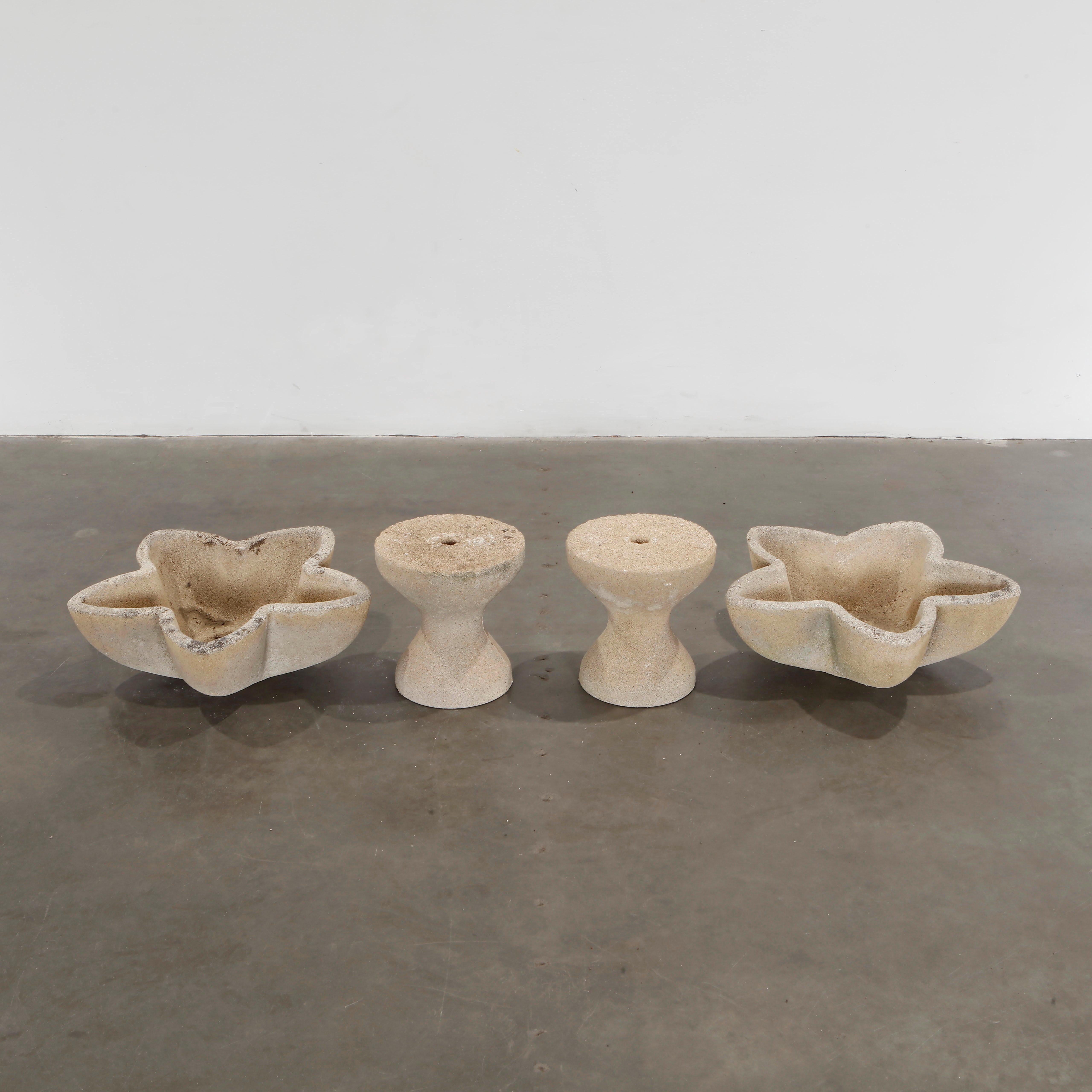 Late 20th Century Concrete Star-Shaped Planters on Stands, 1970s For Sale