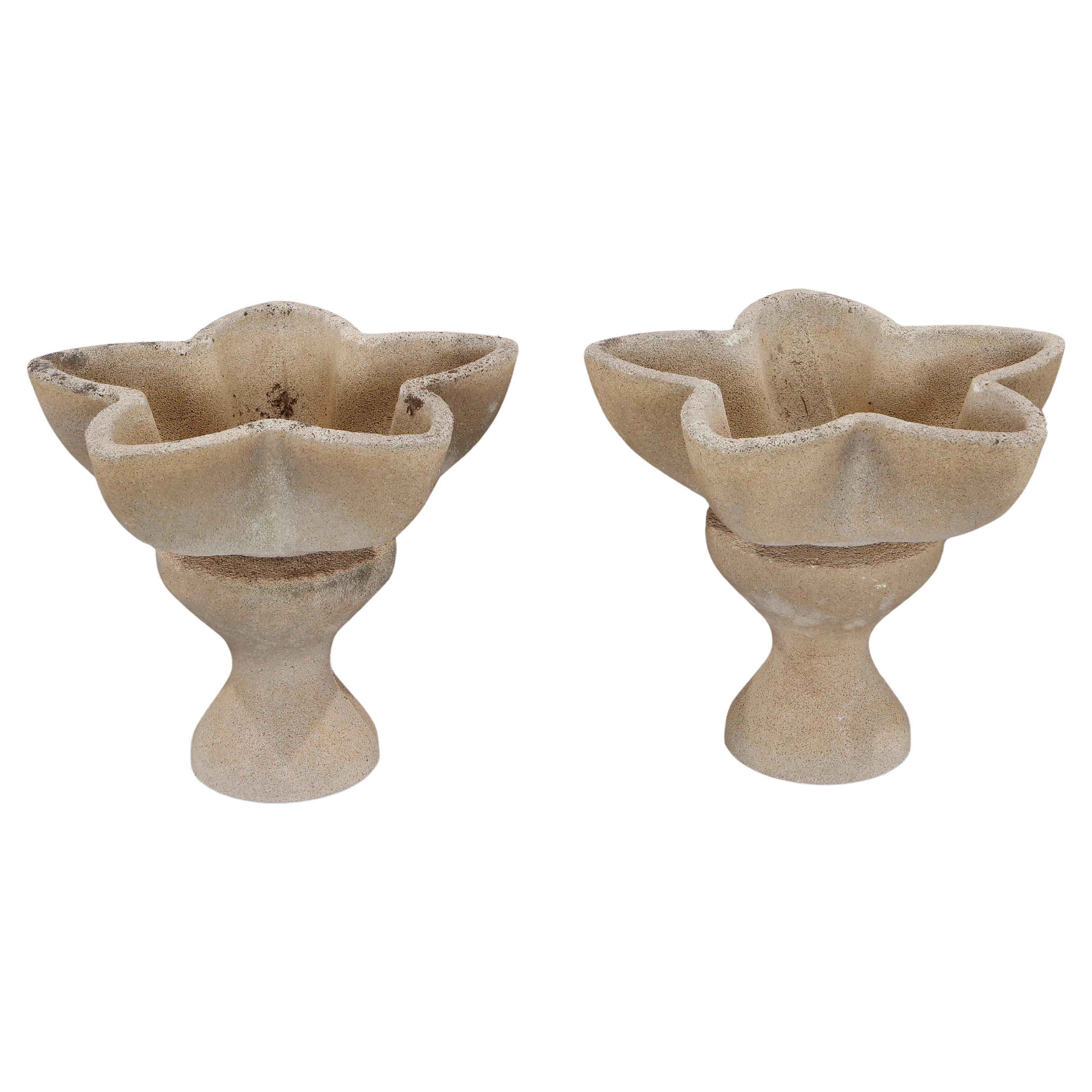 Concrete Star-Shaped Planters on Stands, 1970s For Sale