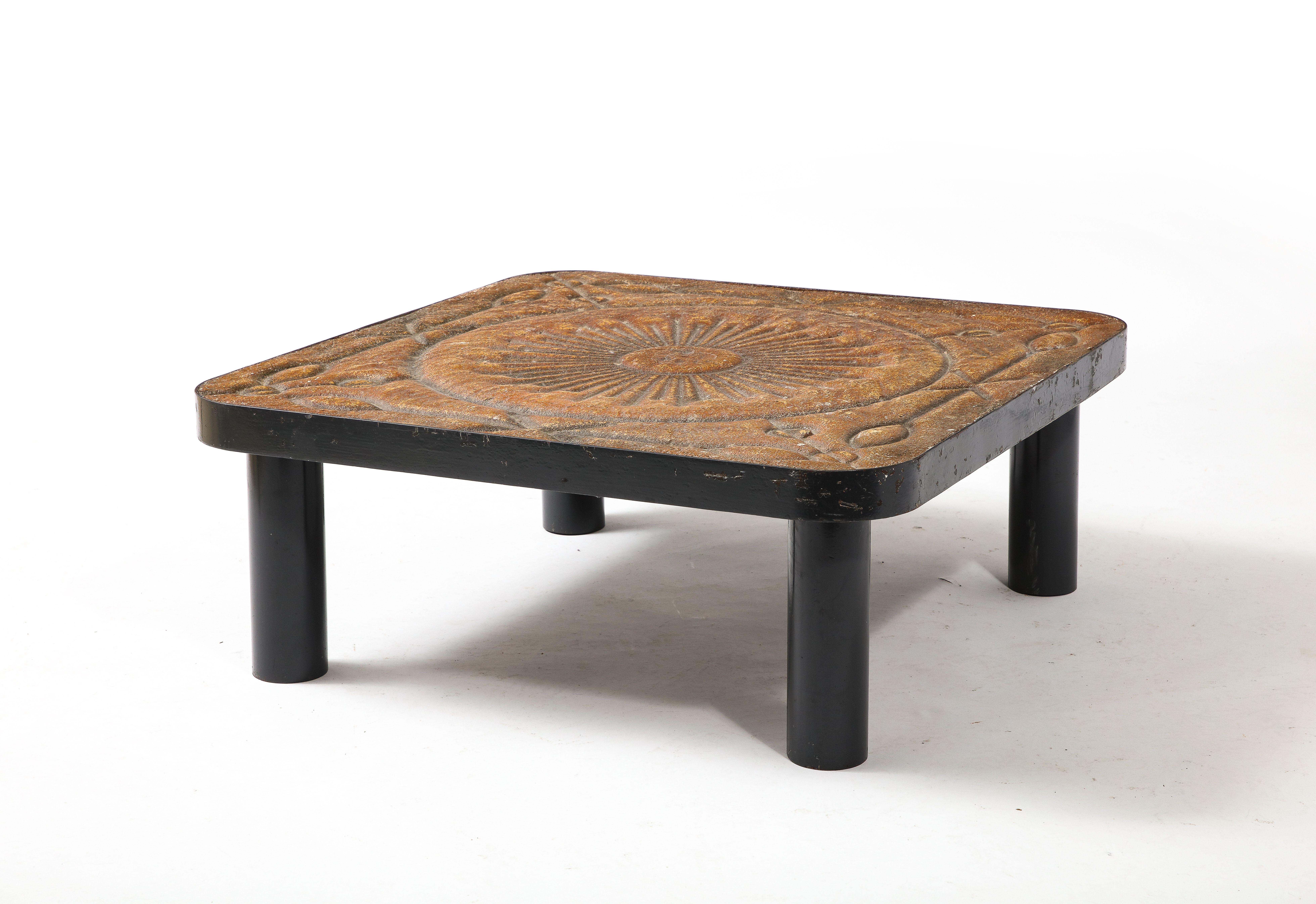 Brutalist Concrete & Steel Coffee Table, France 1960s For Sale