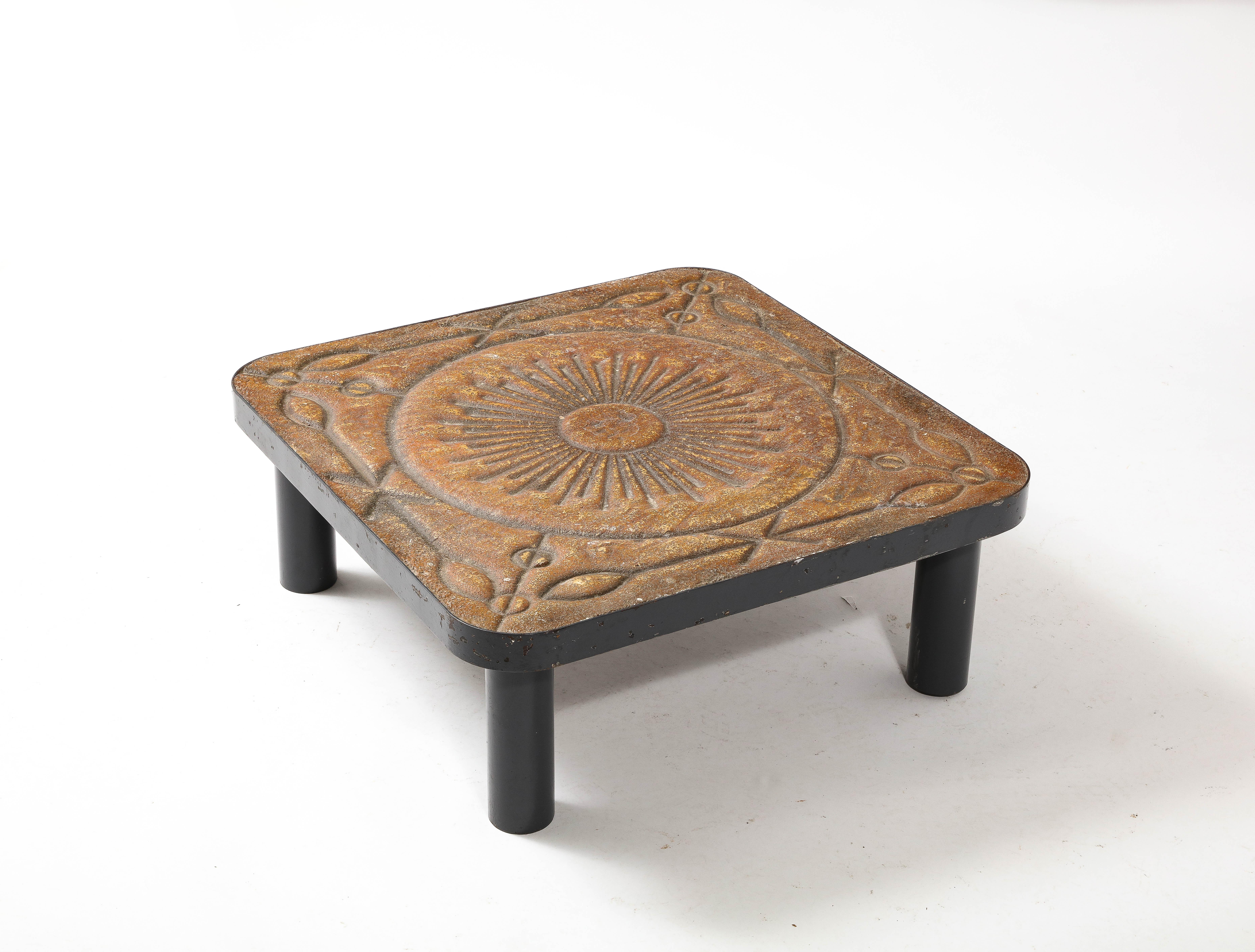 Cast Concrete & Steel Coffee Table, France 1960s For Sale