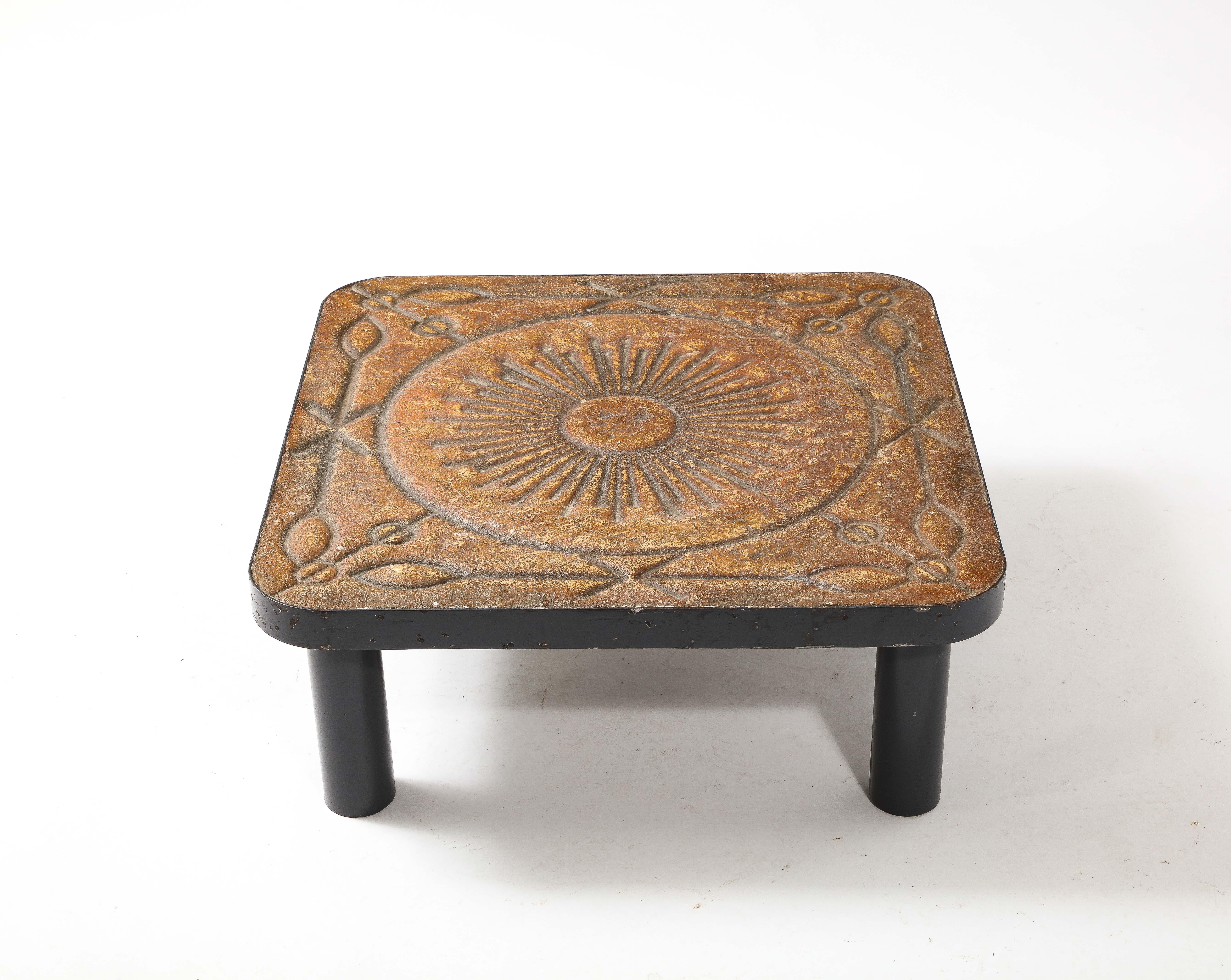 20th Century Concrete & Steel Coffee Table, France 1960s For Sale
