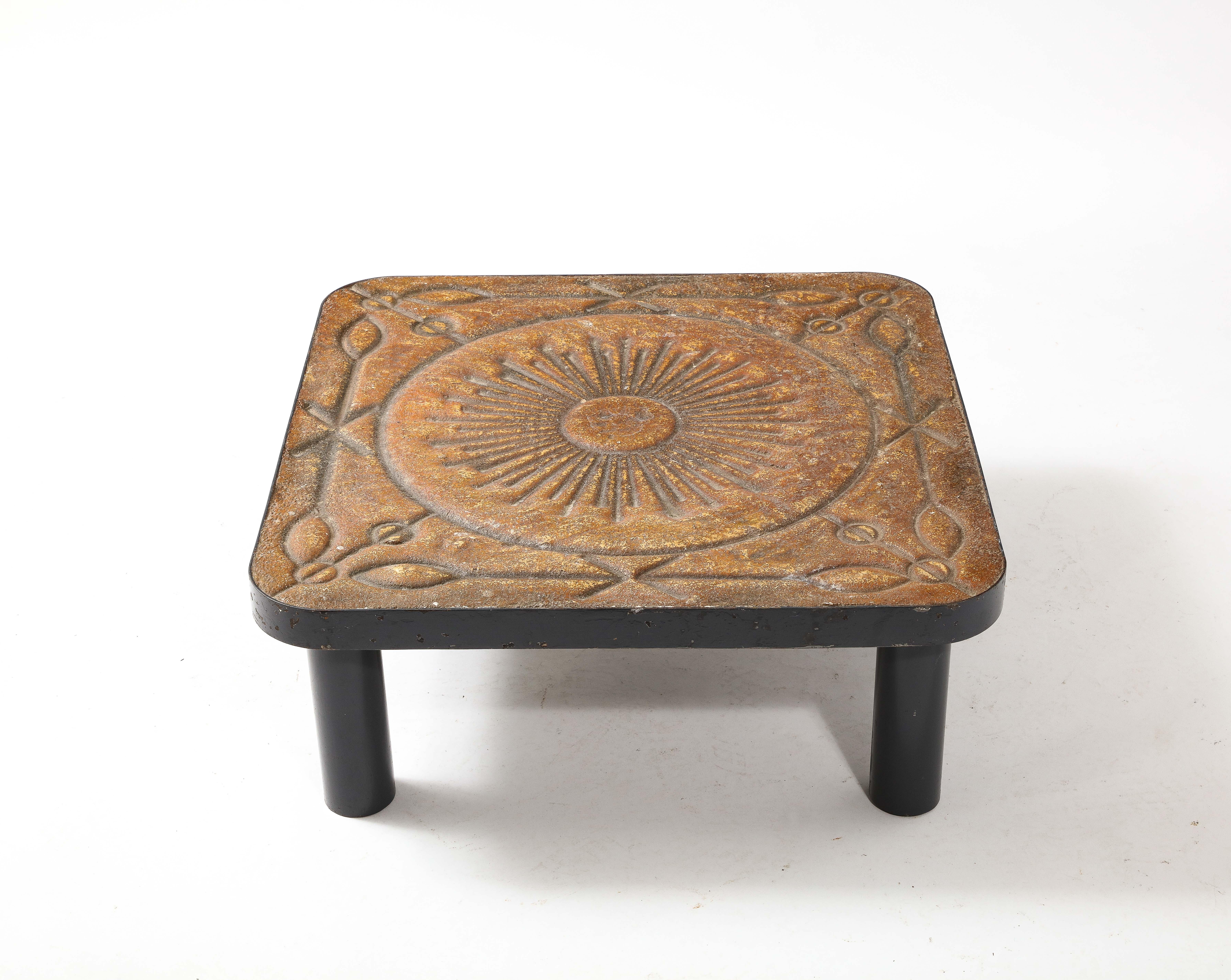 Couchtisch aus Beton und Stahl, Frankreich, 1960er Jahre (20. Jahrhundert) im Angebot