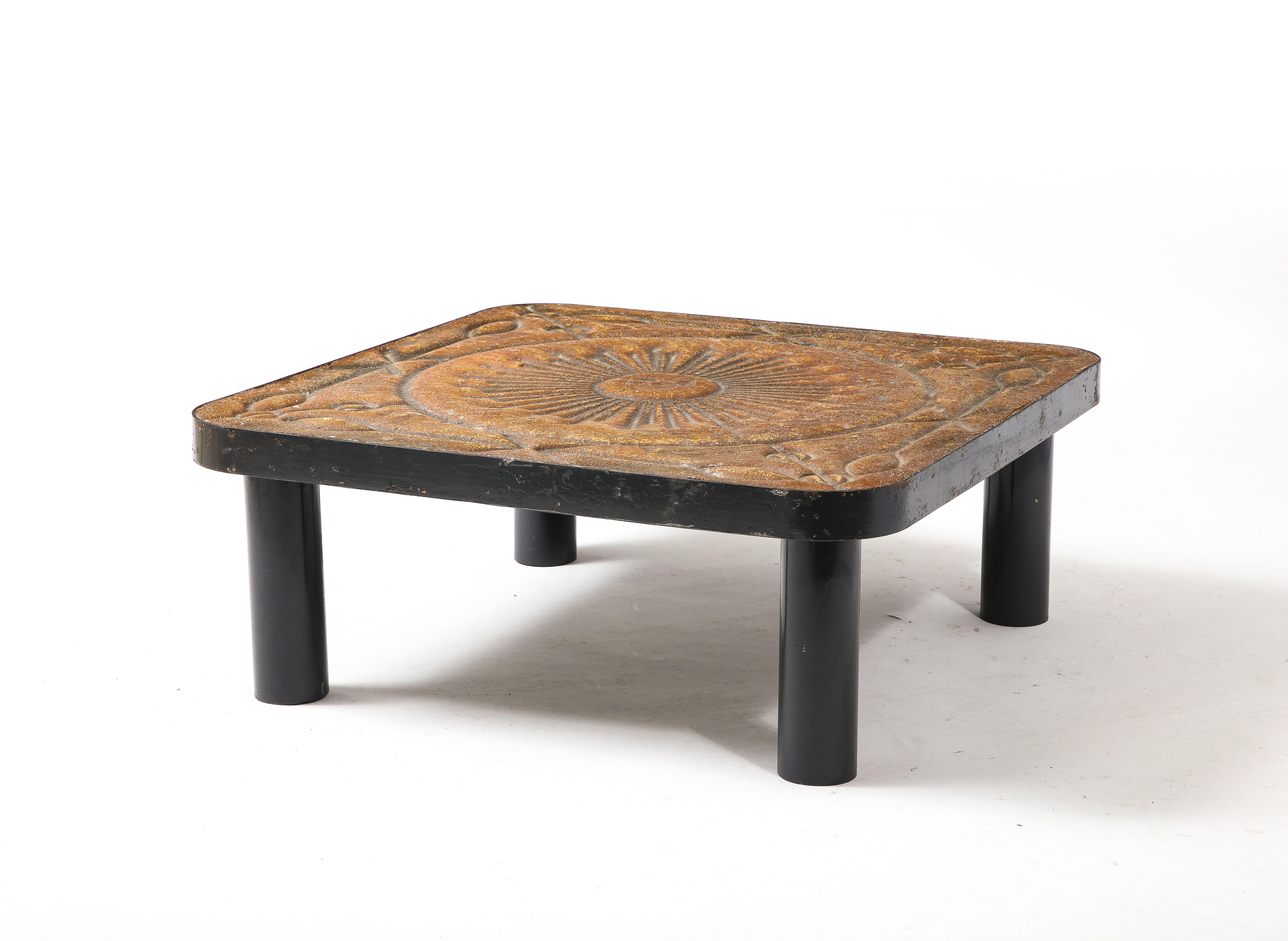 Concrete & Steel Coffee Table, France 1960s For Sale 1