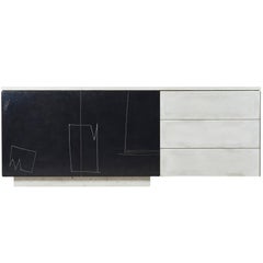 Concrete, Steel, Wood, Patinated Drawn Faces "C-210v2" Cantilevered Credenza