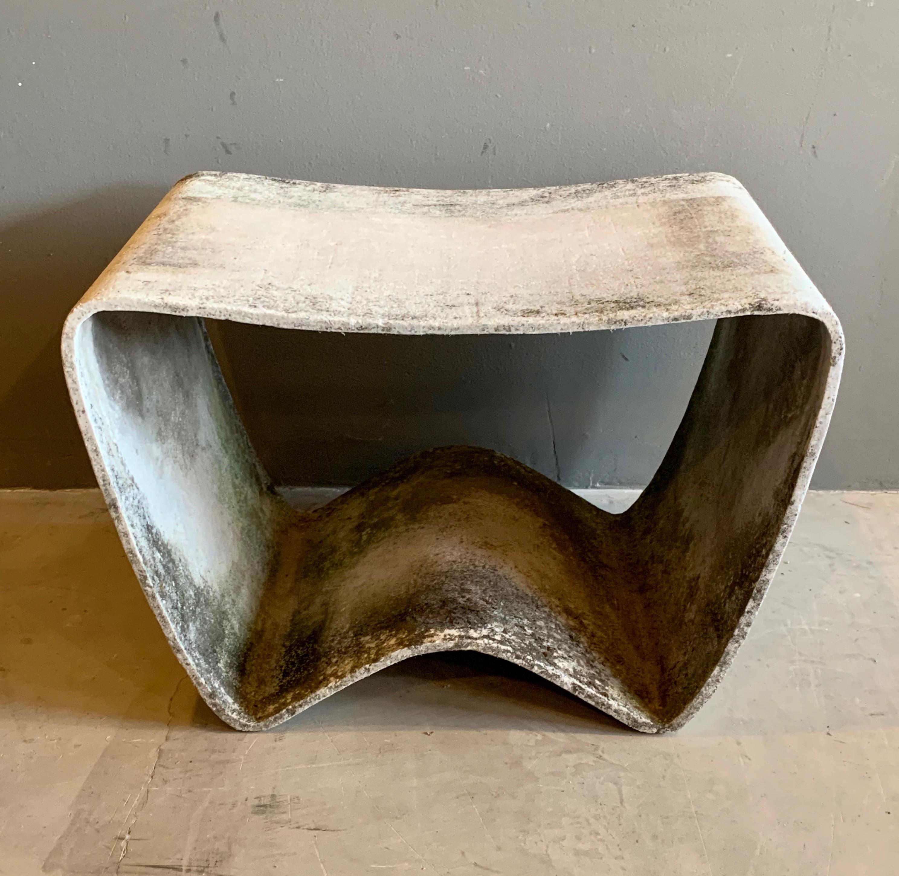 Rare concrete stool by Ludwig Walter for Eternit. Sometimes attributed to Willy Guhl. Same timeframe and factory, different designer. Seldom seen for sale. Great patina. Perfect outdoor seating or side table. Architectural lines, would also look